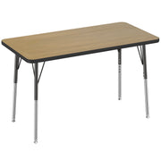 24" x 48" Rectangle T-Molding Activity Table with Adjustable Standard Swivel Glide Legs - Pasadena Oak/Black