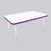 30" x 48" Rectangle Thermofused Activity Table with Adjustable Standard Swivel Glide Legs - White/Eggplant/White