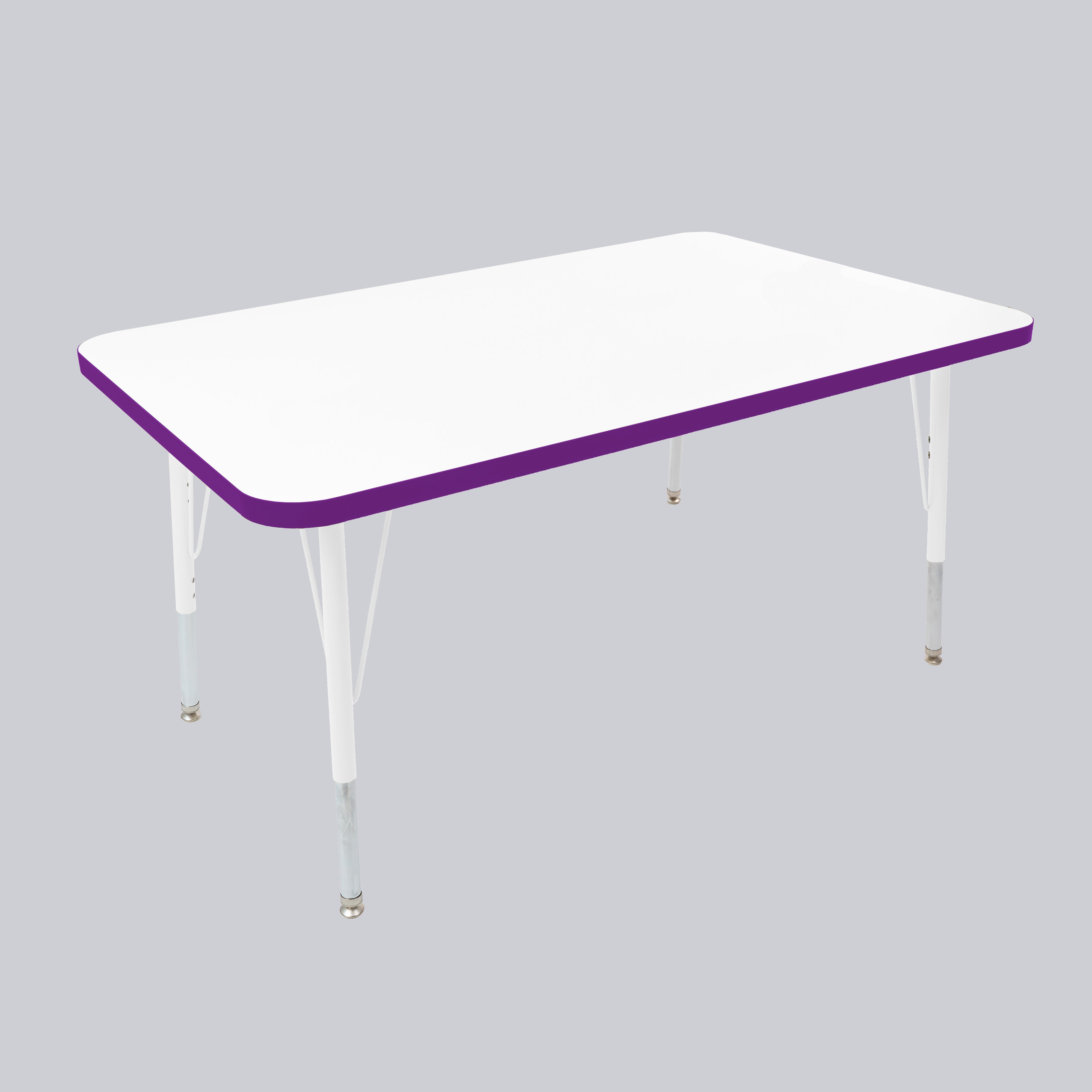 30" x 48" Rectangle Thermofused Activity Table with Adjustable Standard Swivel Glide Legs - White/Eggplant/White