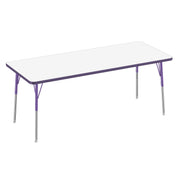 30" x 72" Rectangle Dry-Erase Activity Table with Adjustable Standard Swivel Glide Legs - Whiteboard/Eggplant/Purple