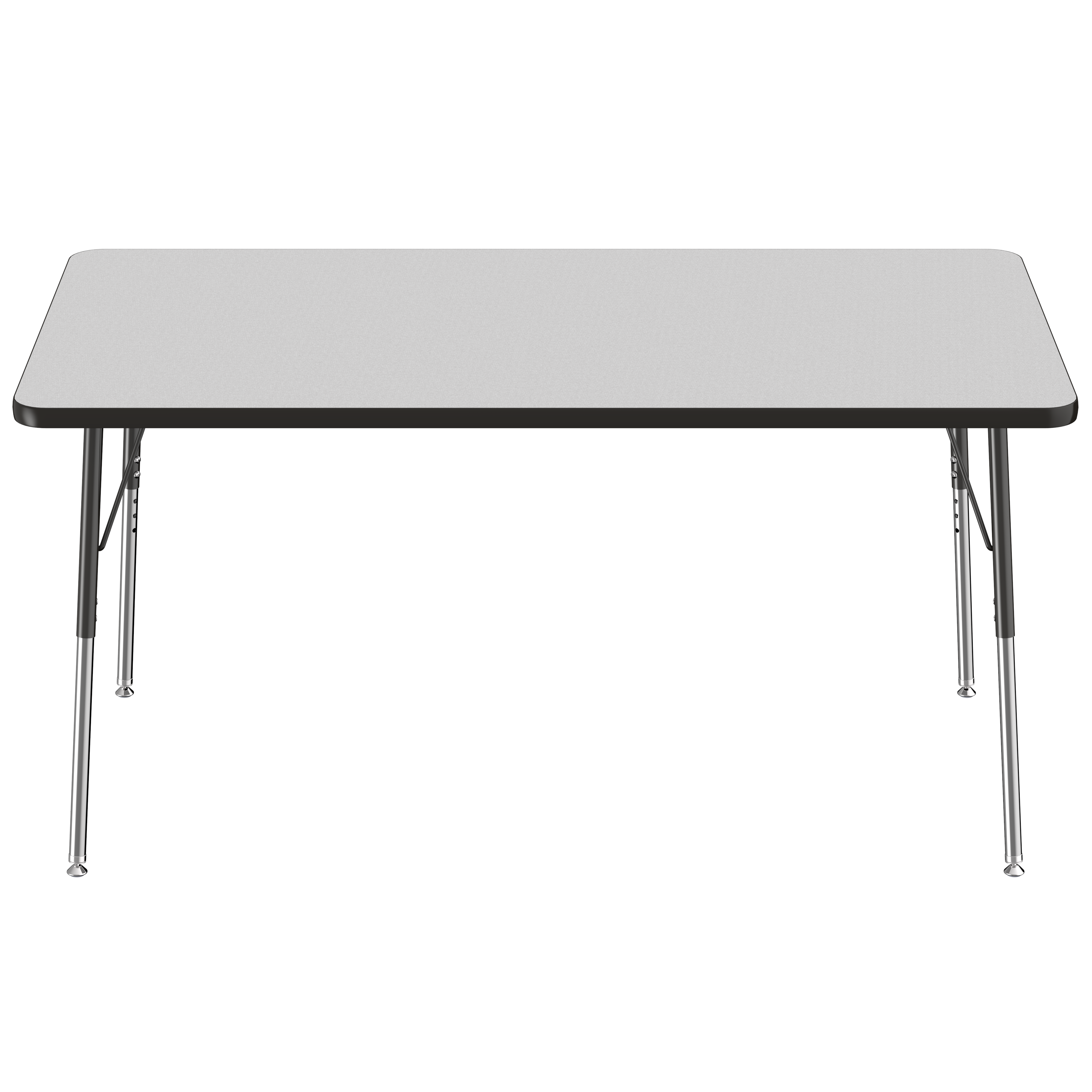 36" x 60" Rectangle T-Molding Activity Table with Adjustable Standard Swivel Glide Legs - Gray/Black