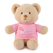 GUND “I'm the Big Sister” Sustainable Message Bear with Pink T-Shirt, Teddy Bear Made from 100% Recycled Materials for Ages 1 and Up, Tan, 12”