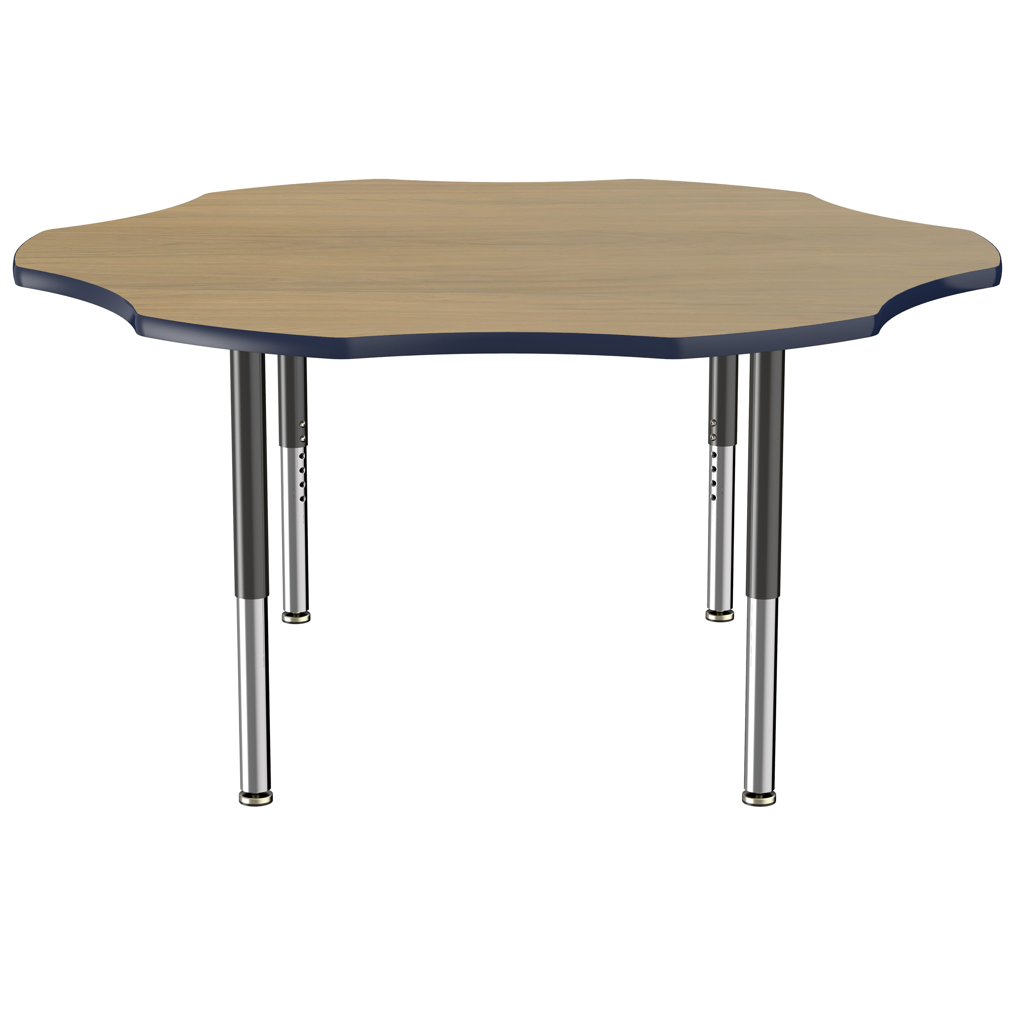 60" x 60" Flower T-Molding Activity Table with Adjustable Super Legs - Pasadena Oak/Navy/Black