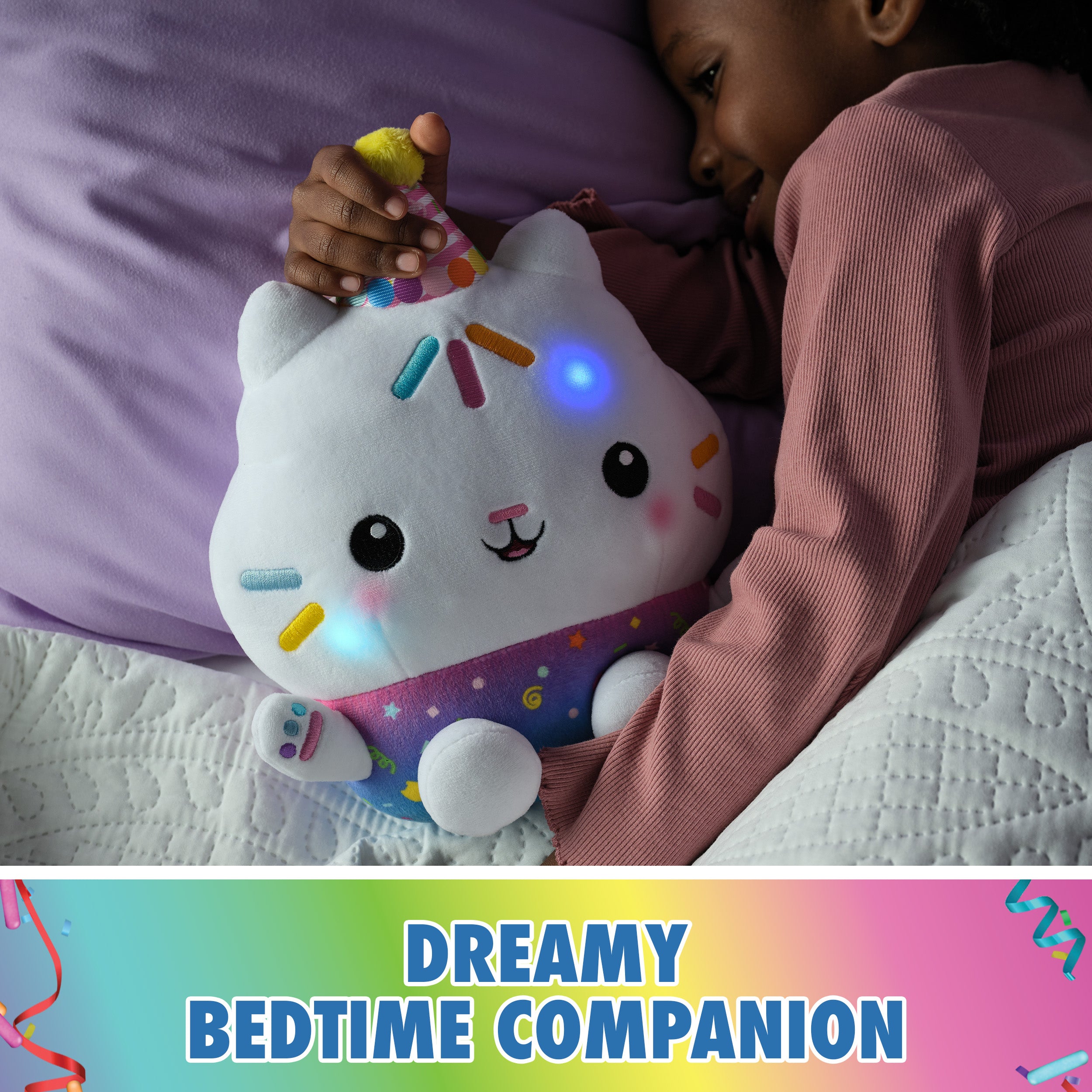 Gabby’s Dollhouse Celebrations, Sprinkle Party Cakey Cat Plush, 10-Inch Interactive Stuffed Animal with Sounds, Kids Toys for Girls & Boys Ages 3+