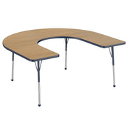 60" x 66" Horseshoe T-Molding Activity Table with Adjustable Standard Ball Glide Legs - Pasadena Oak/Navy