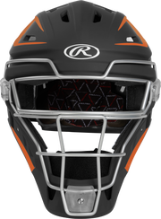 Rawlings Velo 2.0 Matte Junior Catchers Helmet - Black/Athletic Orange