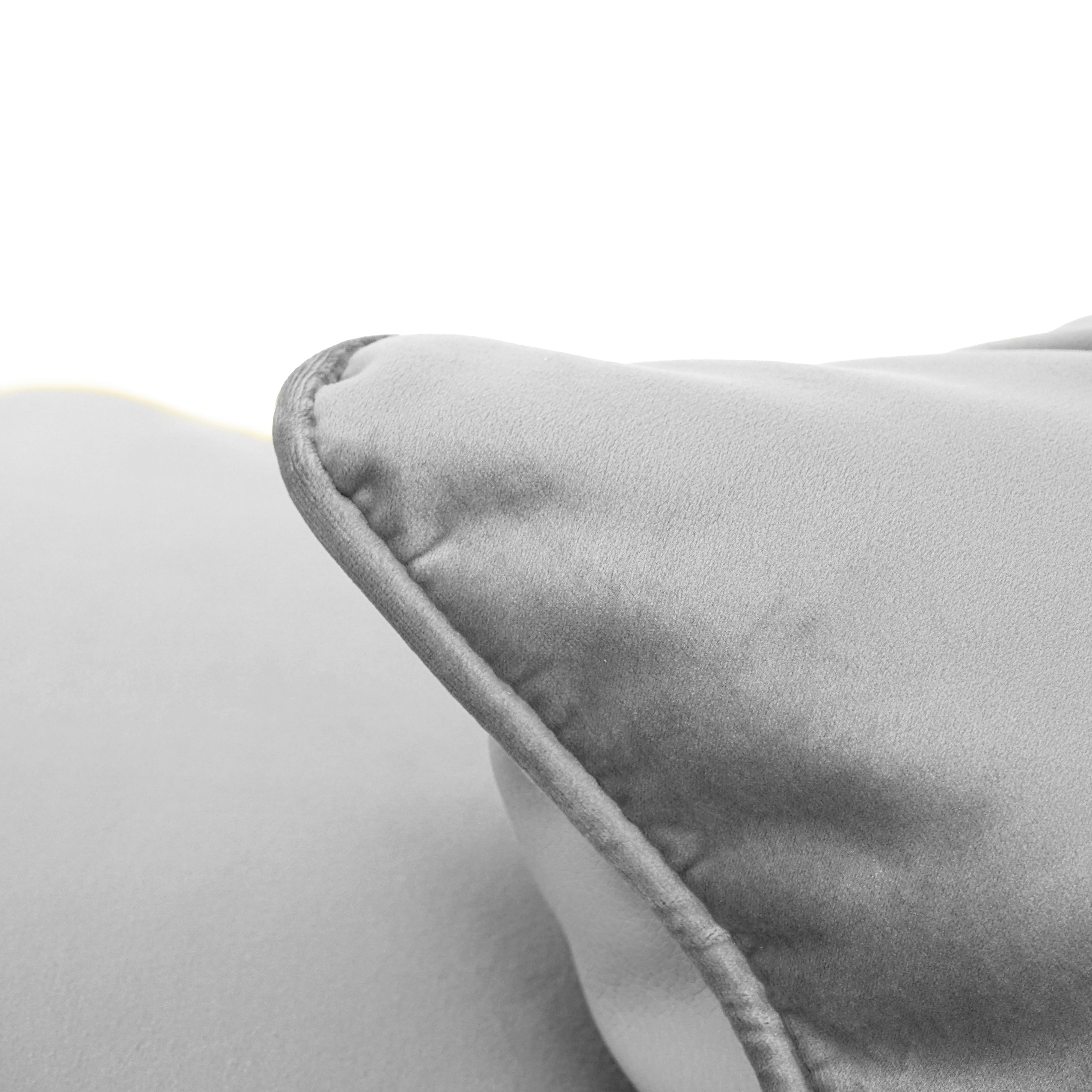 18" x 18" Square Microfiber and Faux Leather Pillow with Piping, 2-Piece - Sterling