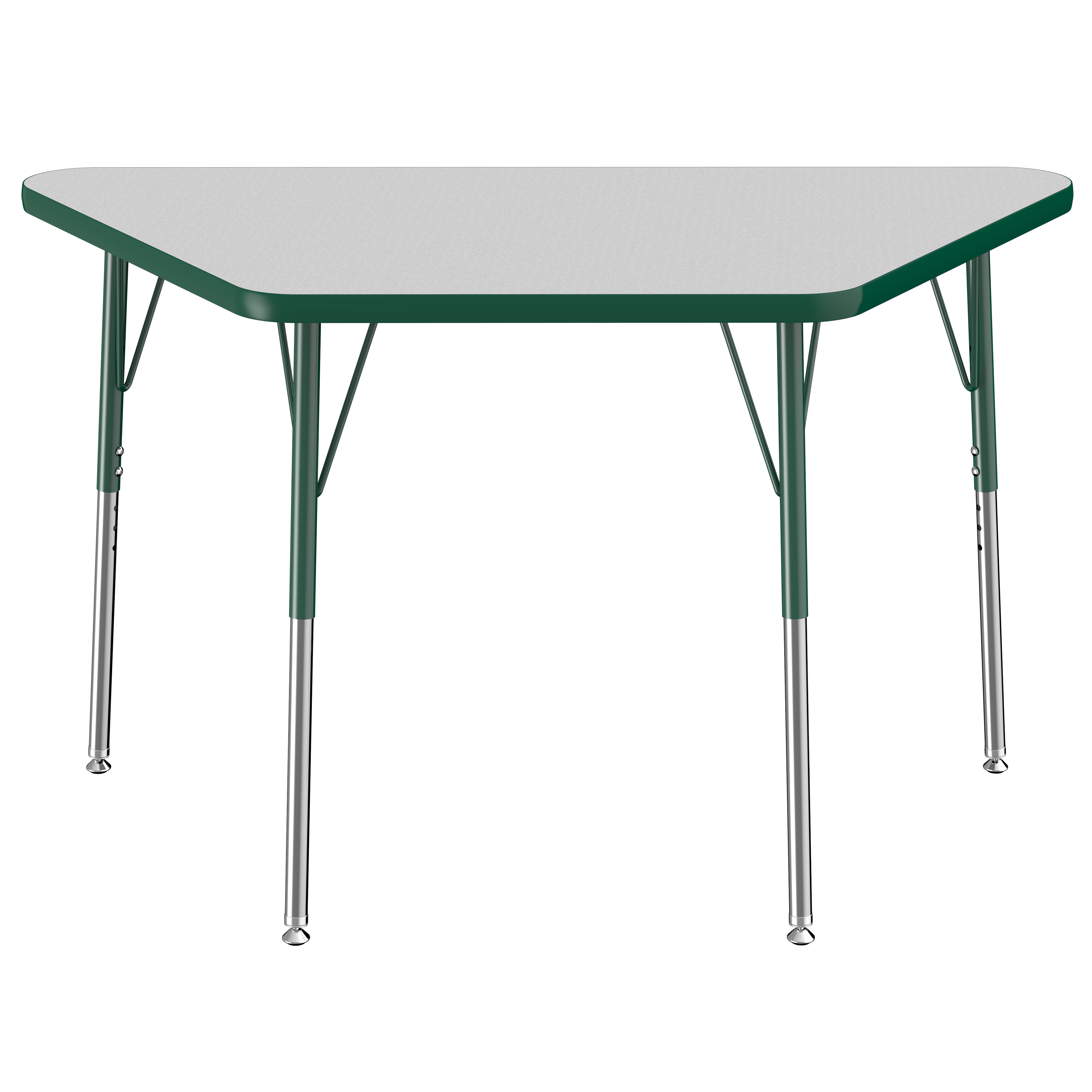 24" x 48" Trapezoid T-Molding Activity Table with Adjustable Standard Swivel Glide Legs - Gray/Green