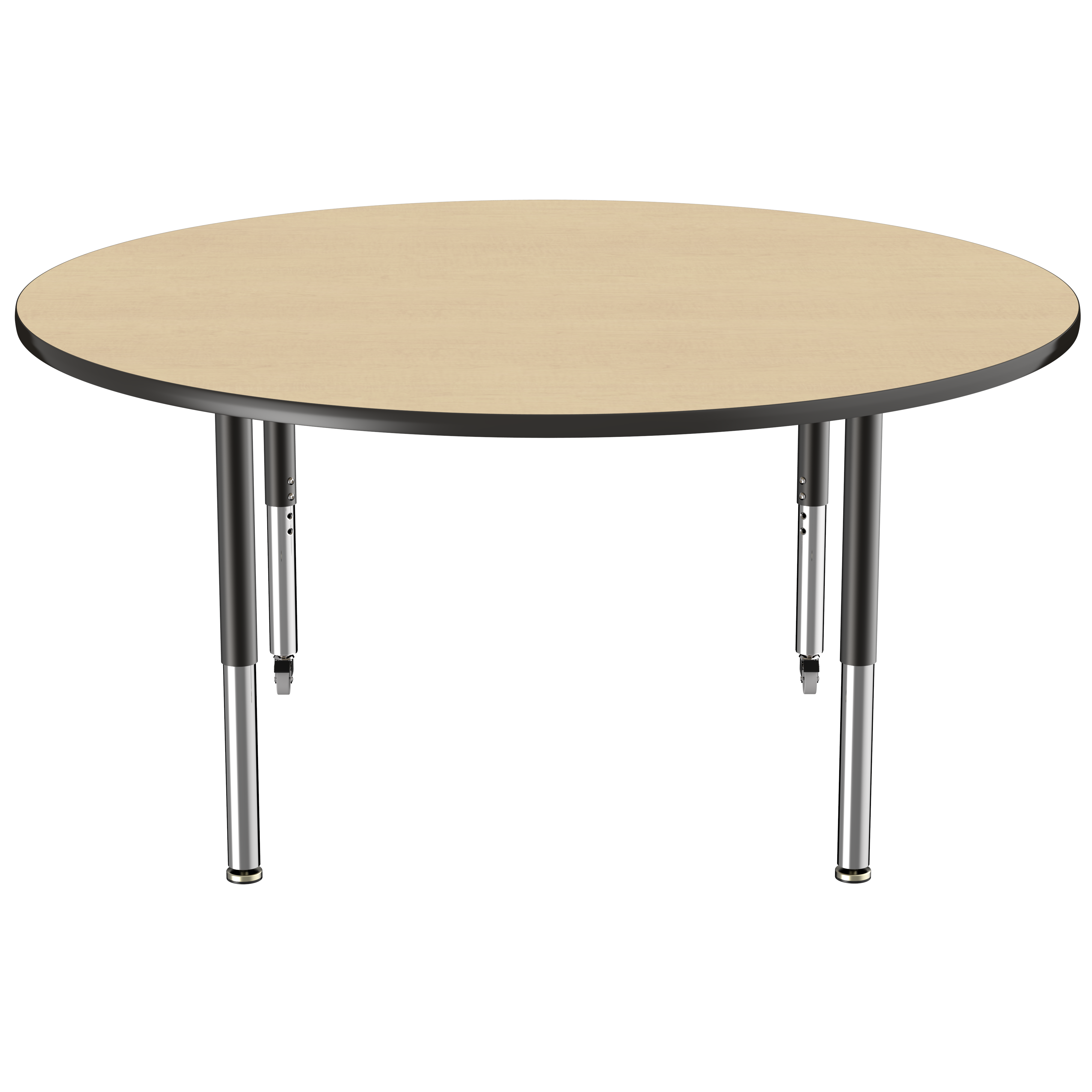 60" Round T-Molding Activity Table with Adjustable Super Legs - Maple/Black