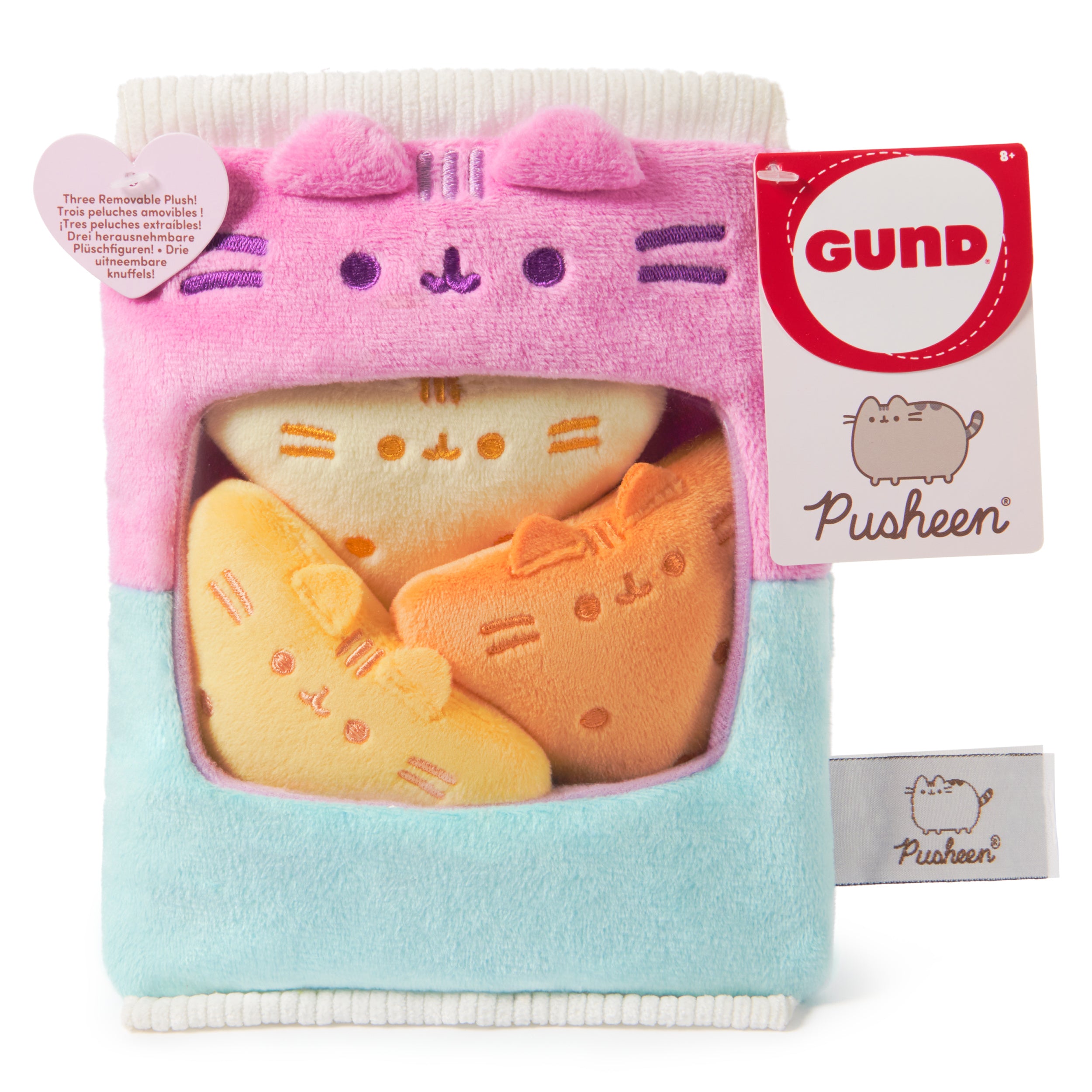 GUND Pusheen Gamer Chips with Removable Mini Plushies, Toy Tortilla Chips, Food Plushies, Gaming Decor, Stuffed Animals for Ages 8 and Up, Pink, 8"