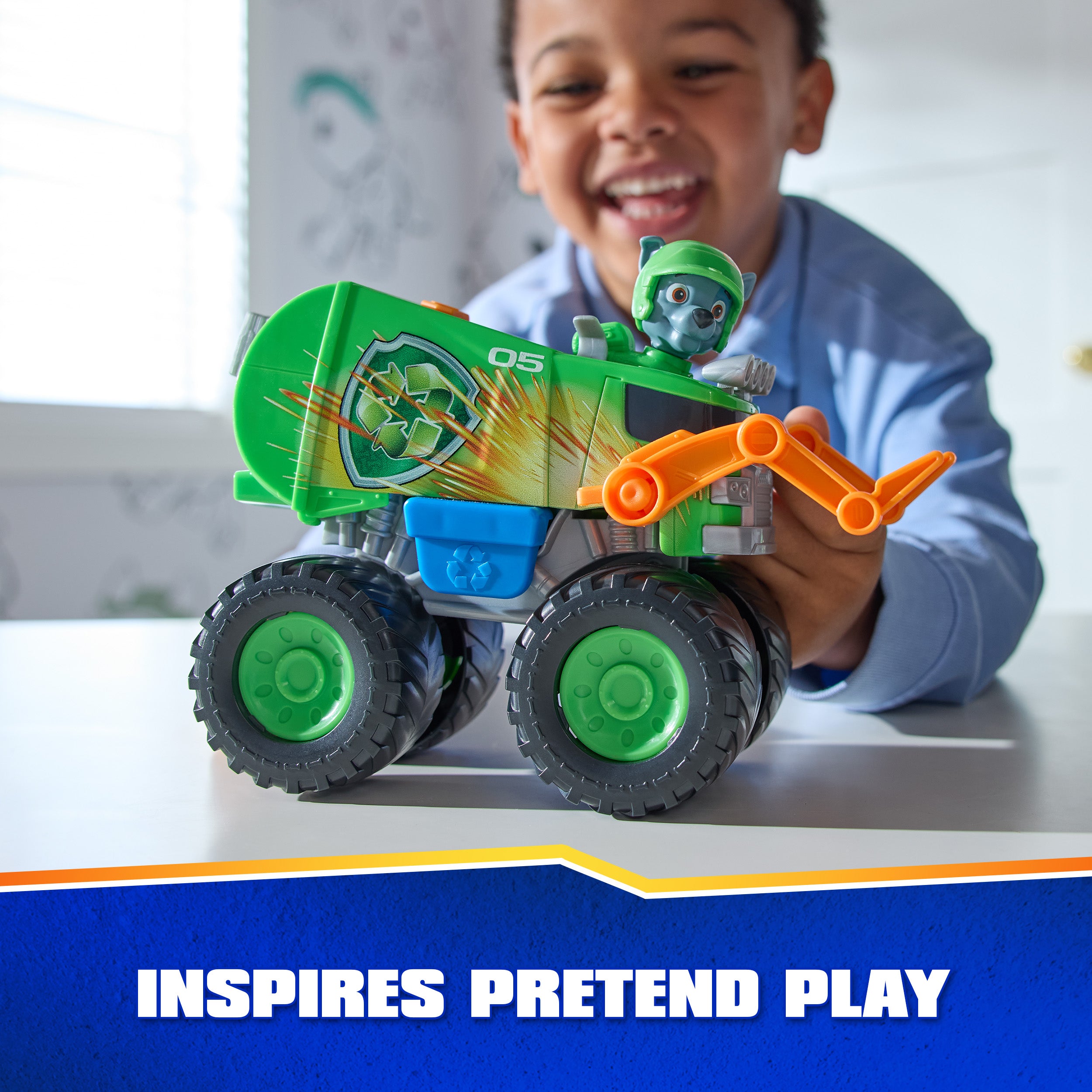 PAW Patrol: Rescue Wheels Rocky’s Recycle Truck, Toy Truck with Projectile Launcher and Collectible Action Figure, Kids Toys for Boys & Girls Ages 3+