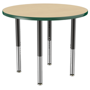 36" Round T-Molding Activity Table with Adjustable Super Legs - Maple/Green/Black