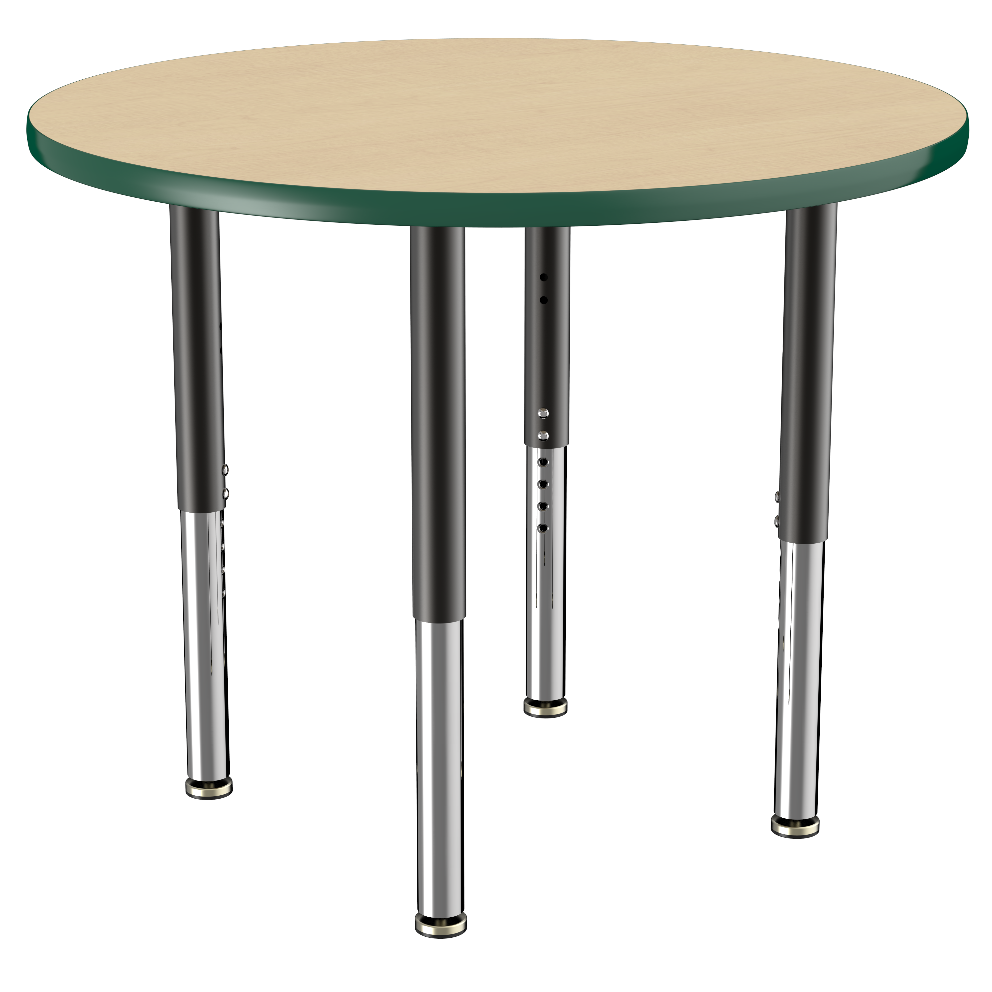 36" Round T-Molding Activity Table with Adjustable Super Legs - Maple/Green/Black