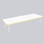 30" x 72" Rectangle Thermofused Activity Table with Adjustable Standard Swivel Glide Legs - White/Squash/White