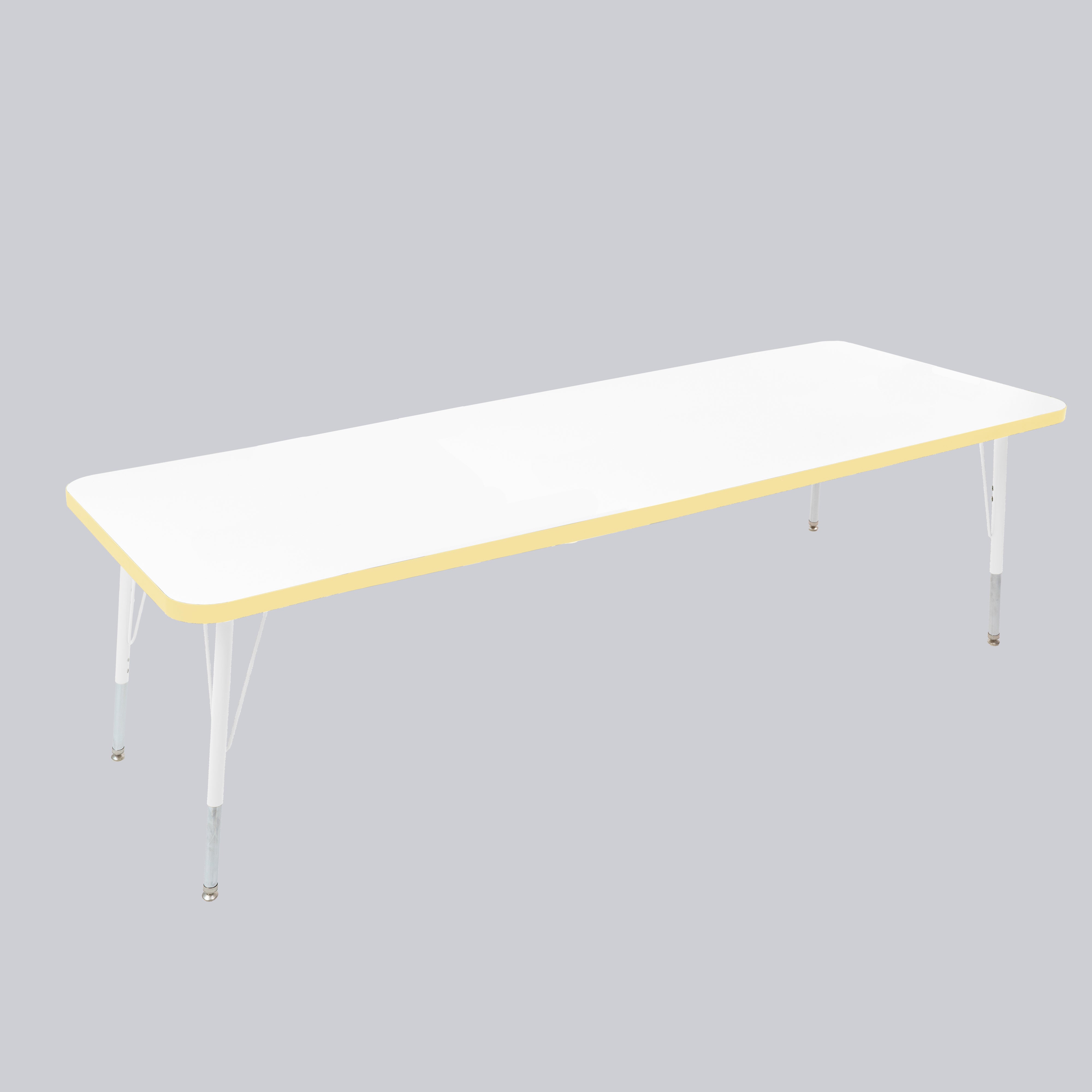30" x 72" Rectangle Thermofused Activity Table with Adjustable Standard Swivel Glide Legs - White/Squash/White