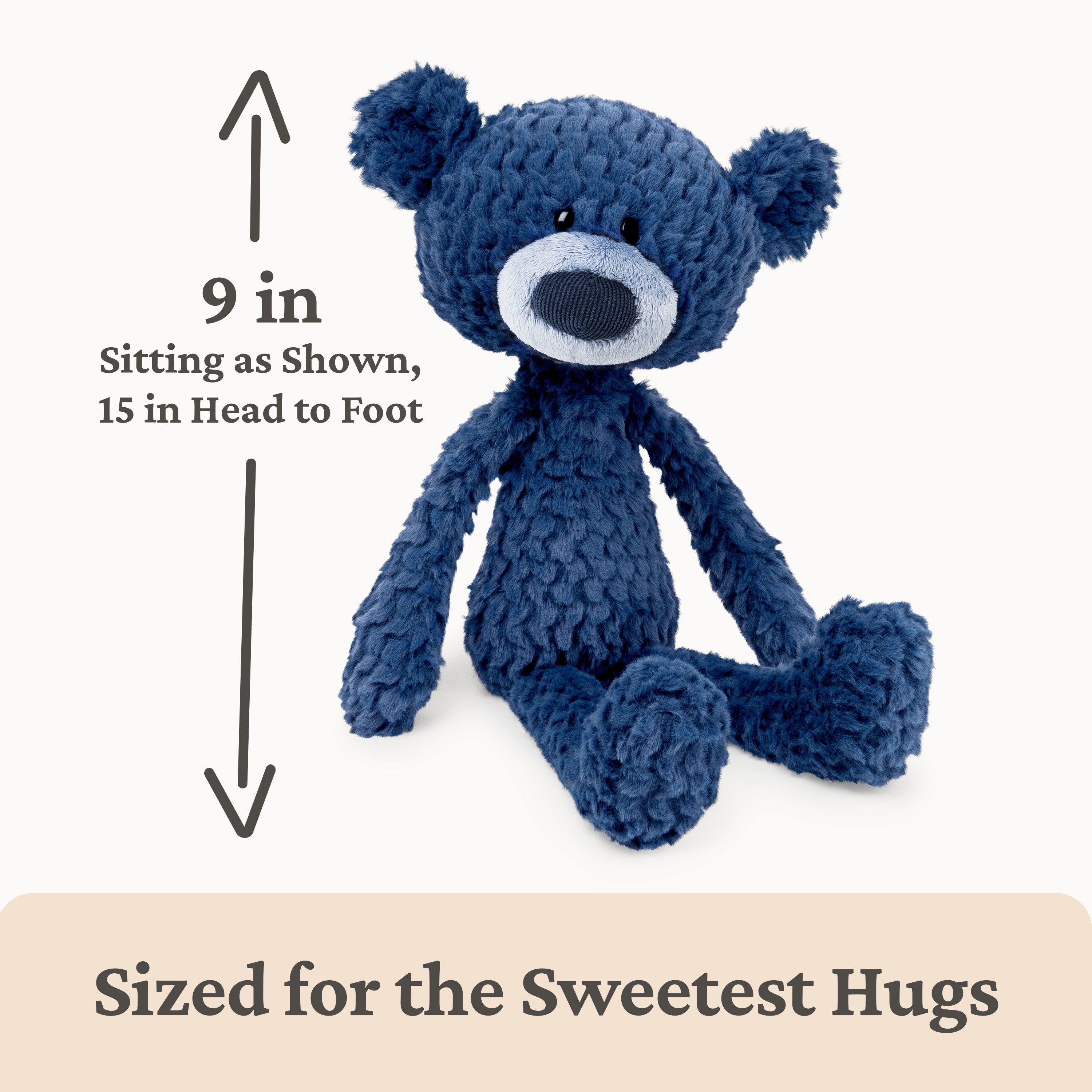 GUND Toothpick Ripple, Teddy Bear Stuffed Animal for Ages 1 and Up, Navy Blue, 15”