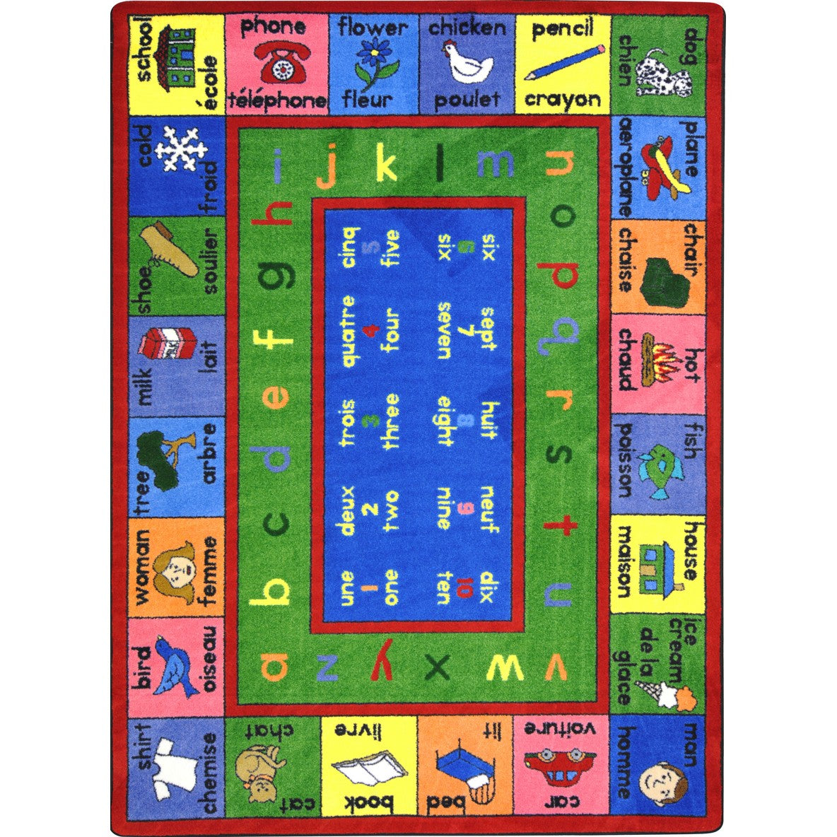 LenguaLink (French) 5'4" x 7'8" area rug in color Multi