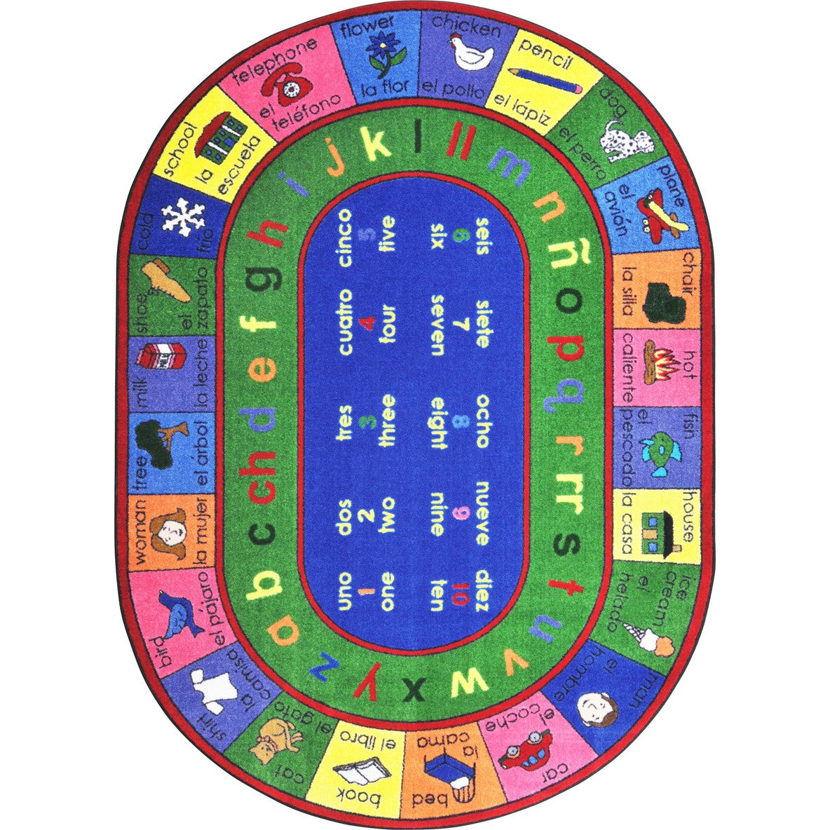 LenguaLink (Spanish) 5'4" x 7'8" Oval area rug in color Multi