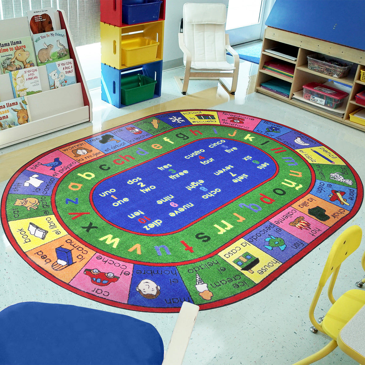 LenguaLink (Spanish) 10'9" x 13'2" Oval area rug in color Multi