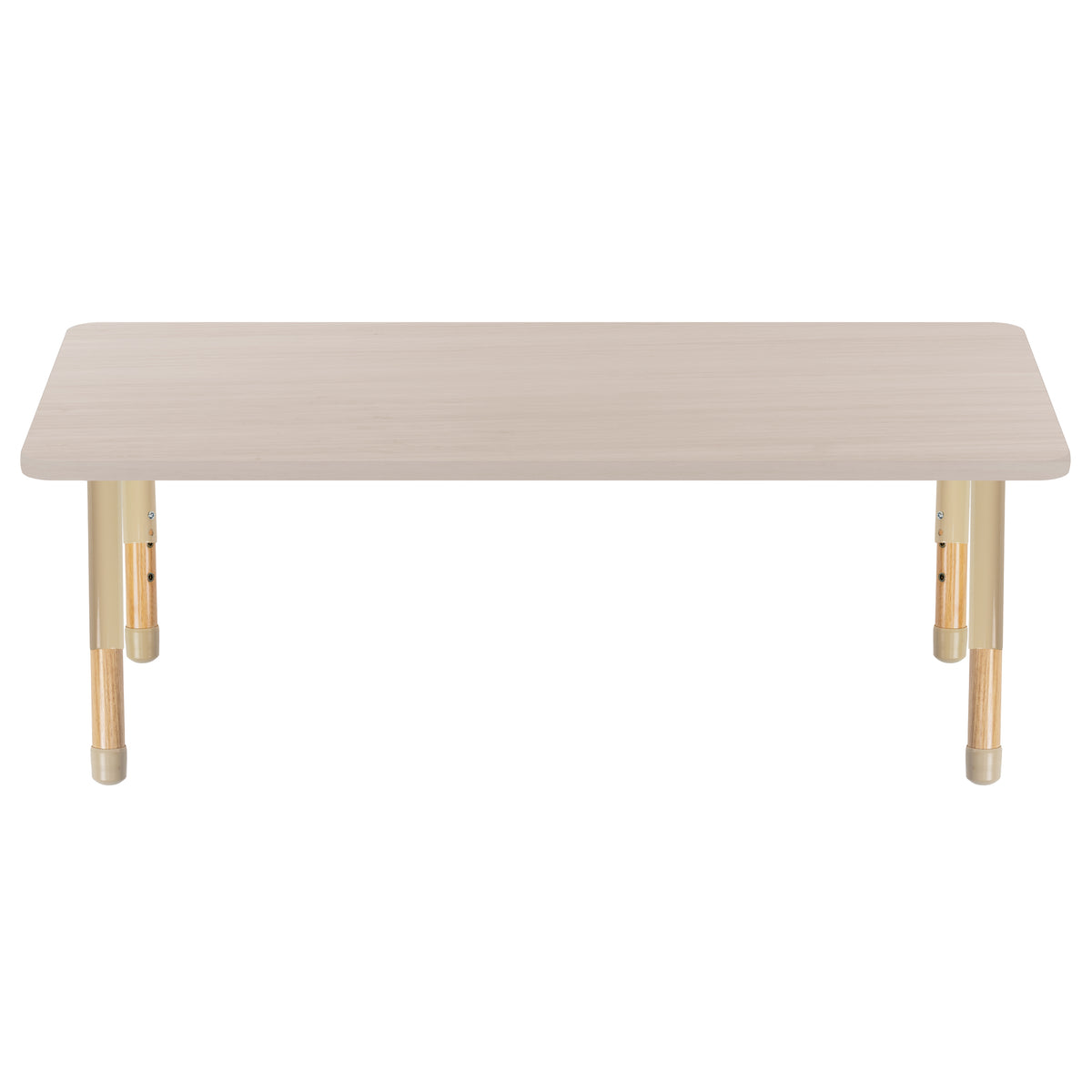 30" x 60" Rectangle Thermofused Activity Table with Adjustable Chunky Wood Legs - Asian Sand/Sand/Natural