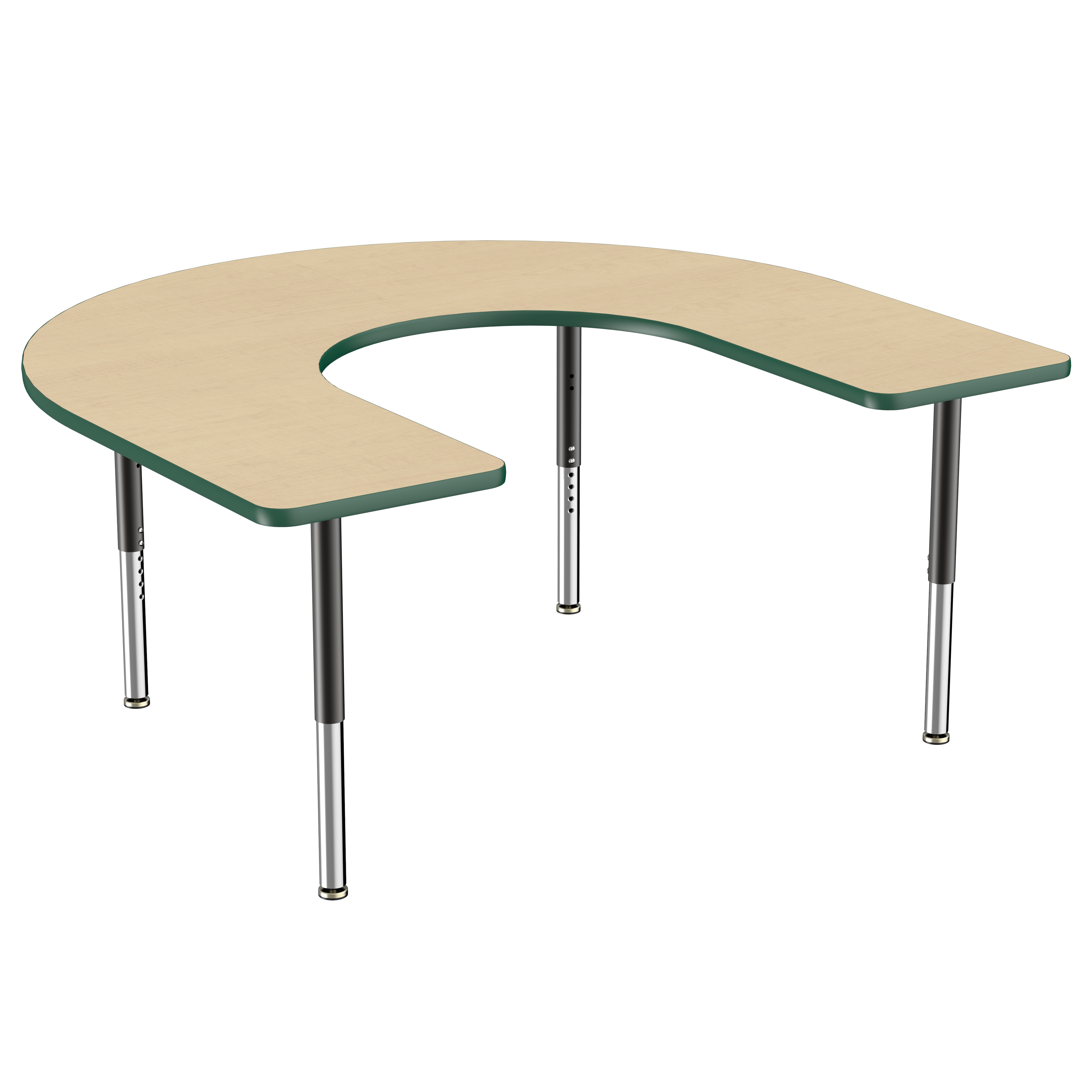 60" x 66" Horseshoe T-Molding Activity Table with Adjustable Super Legs - Maple/Green/Black