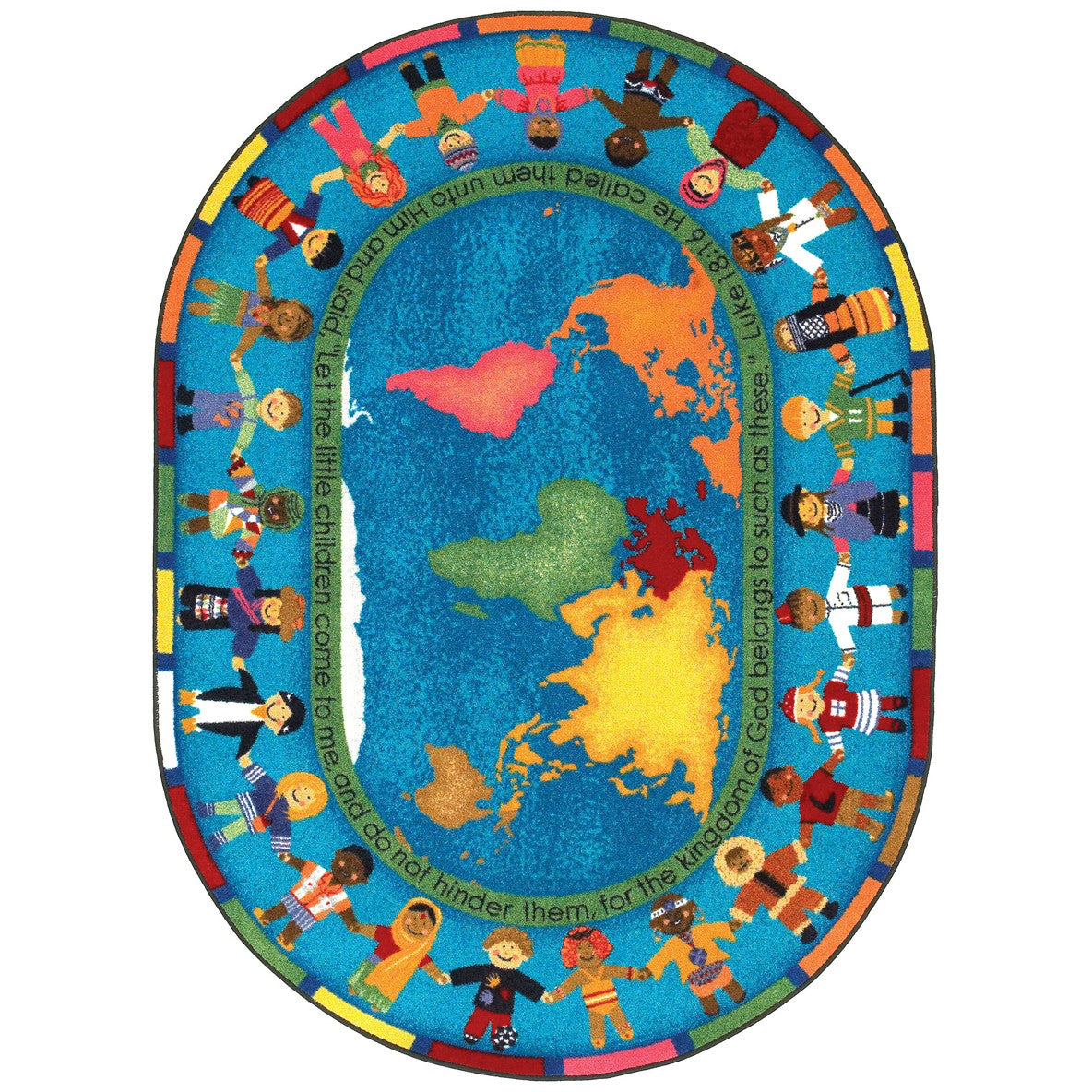 Let the Children Come 10'9" x 13'2" Oval area rug in color Multi