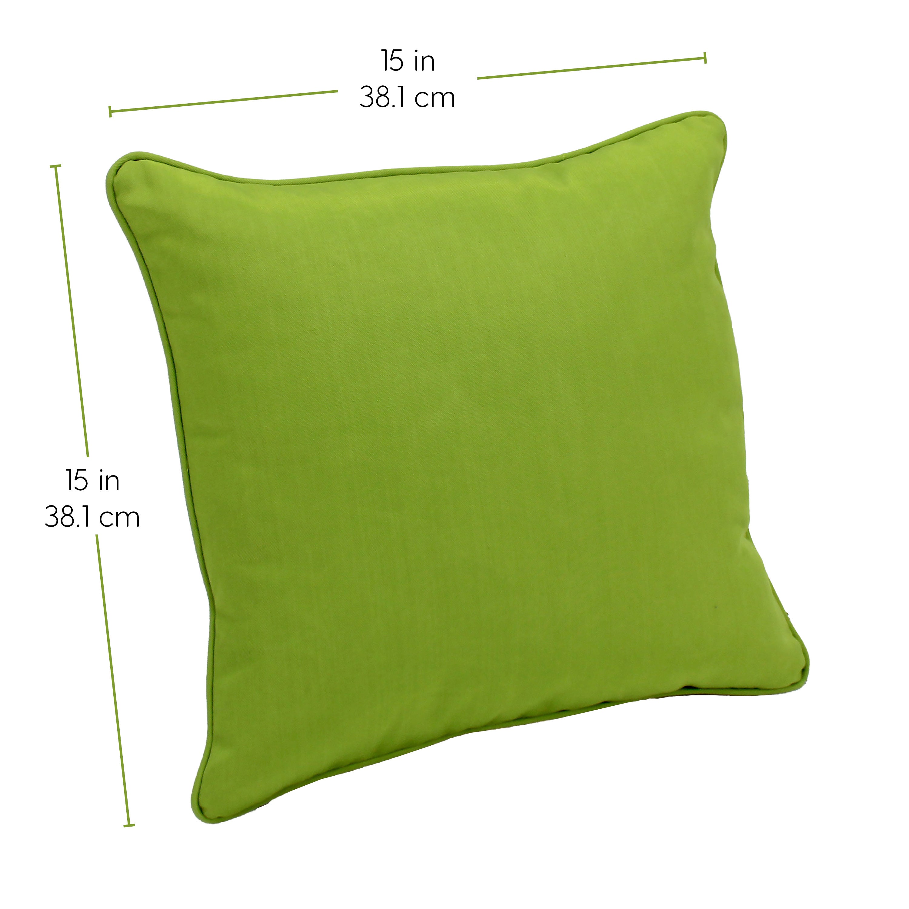 Presidio 15" x 15" Square Indoor/Outdoor Pillow with Piping, 2-Piece - Lime Green