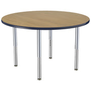 48" Round Thermofused Activity Table with Adjustable Super Legs - Pasadena Oak/Navy/Silver