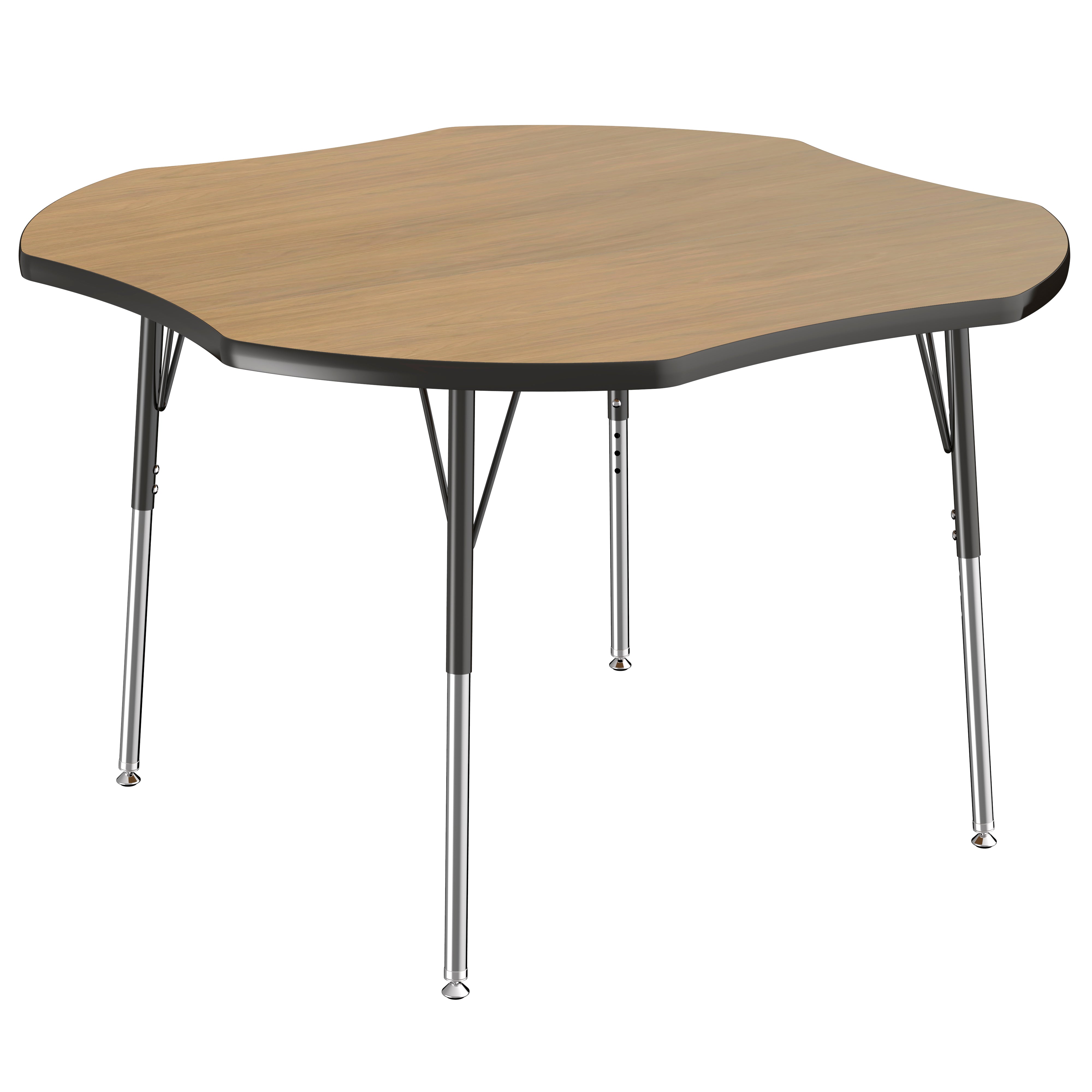 48" x 48" Clover T-Molding Activity Table with Adjustable Standard Swivel Glide Legs - Pasadena Oak/Black