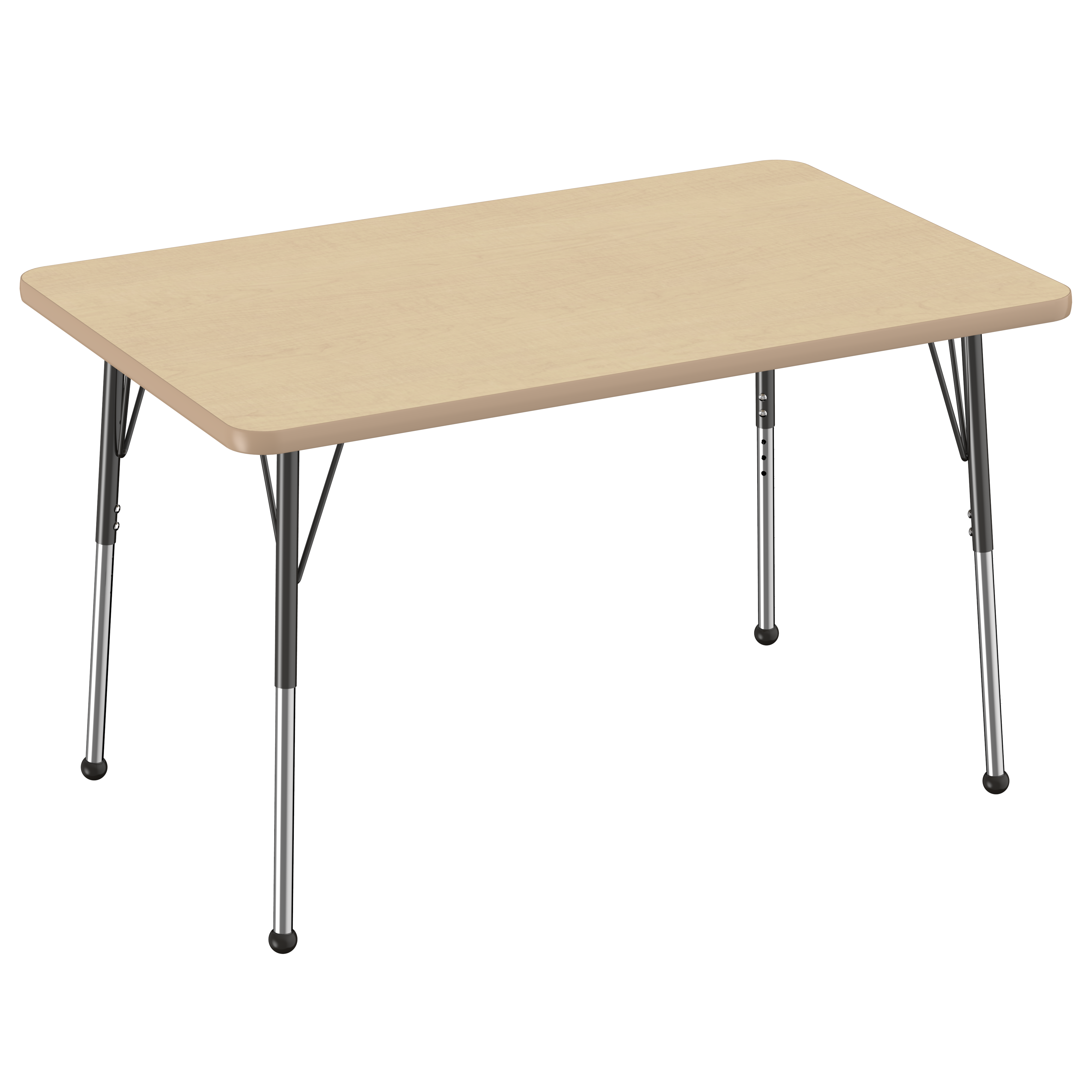 30" x 48" Rectangle T-Molding Activity Table with Adjustable Standard Ball Glide Legs - Maple/Maple/Black