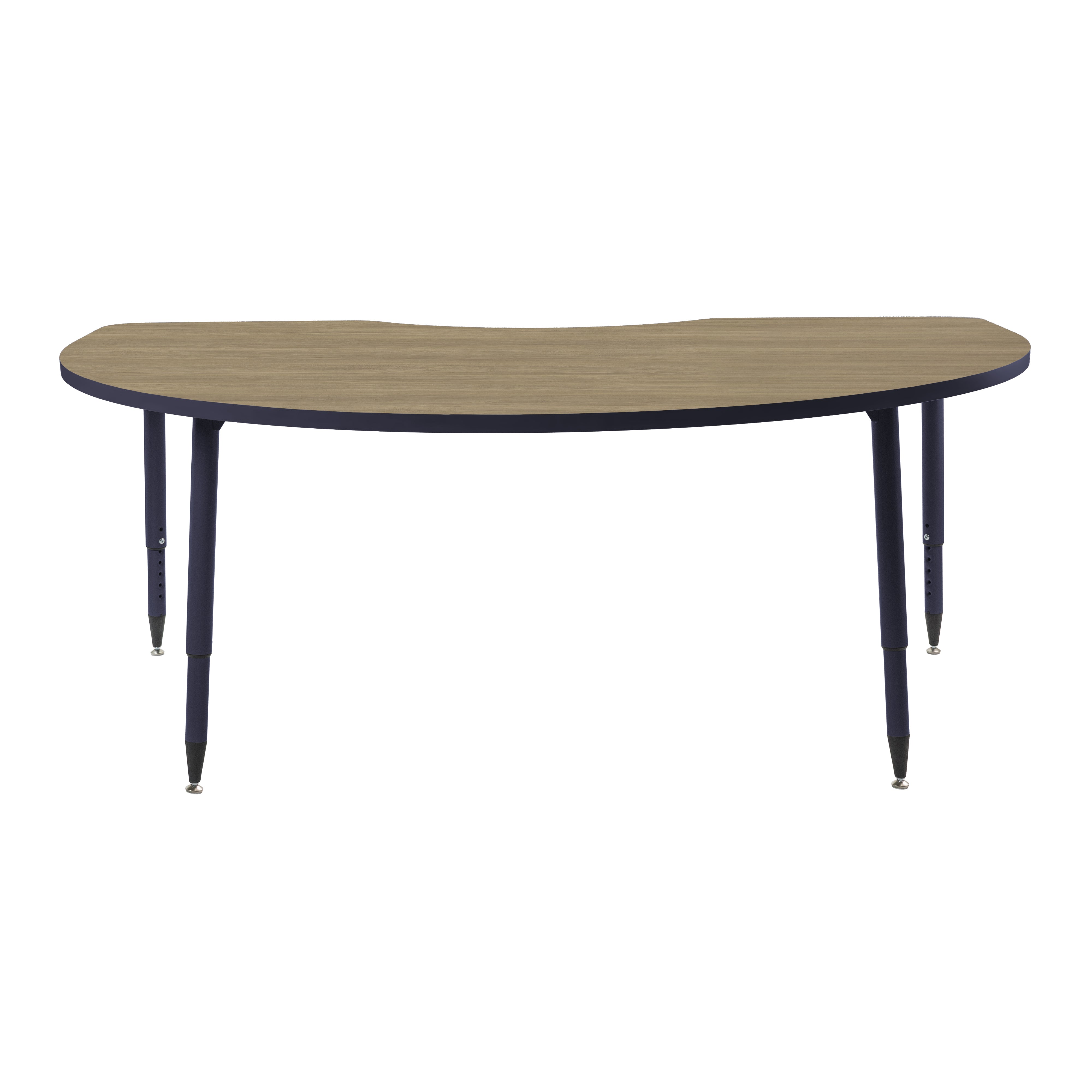Adapte 48" x 72" Kidney Thermofused Activity Table with Adjustable Tapered Legs - Pasadena Oak/Navy