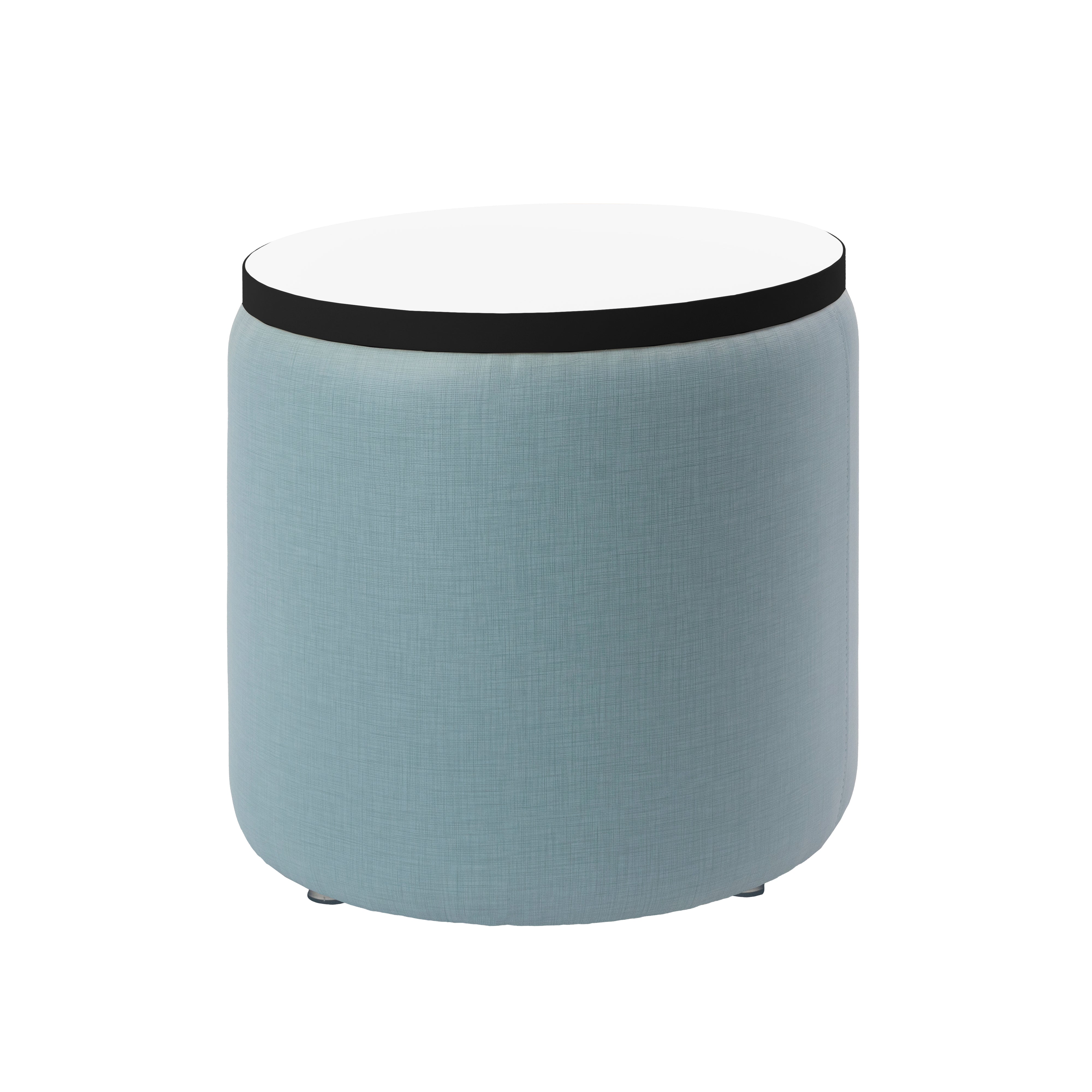 Pro Series Upholstered 18" Round Dry-Erase Ottoman Table 18" Height - Sky Blue Crosshatch/Whiteboard