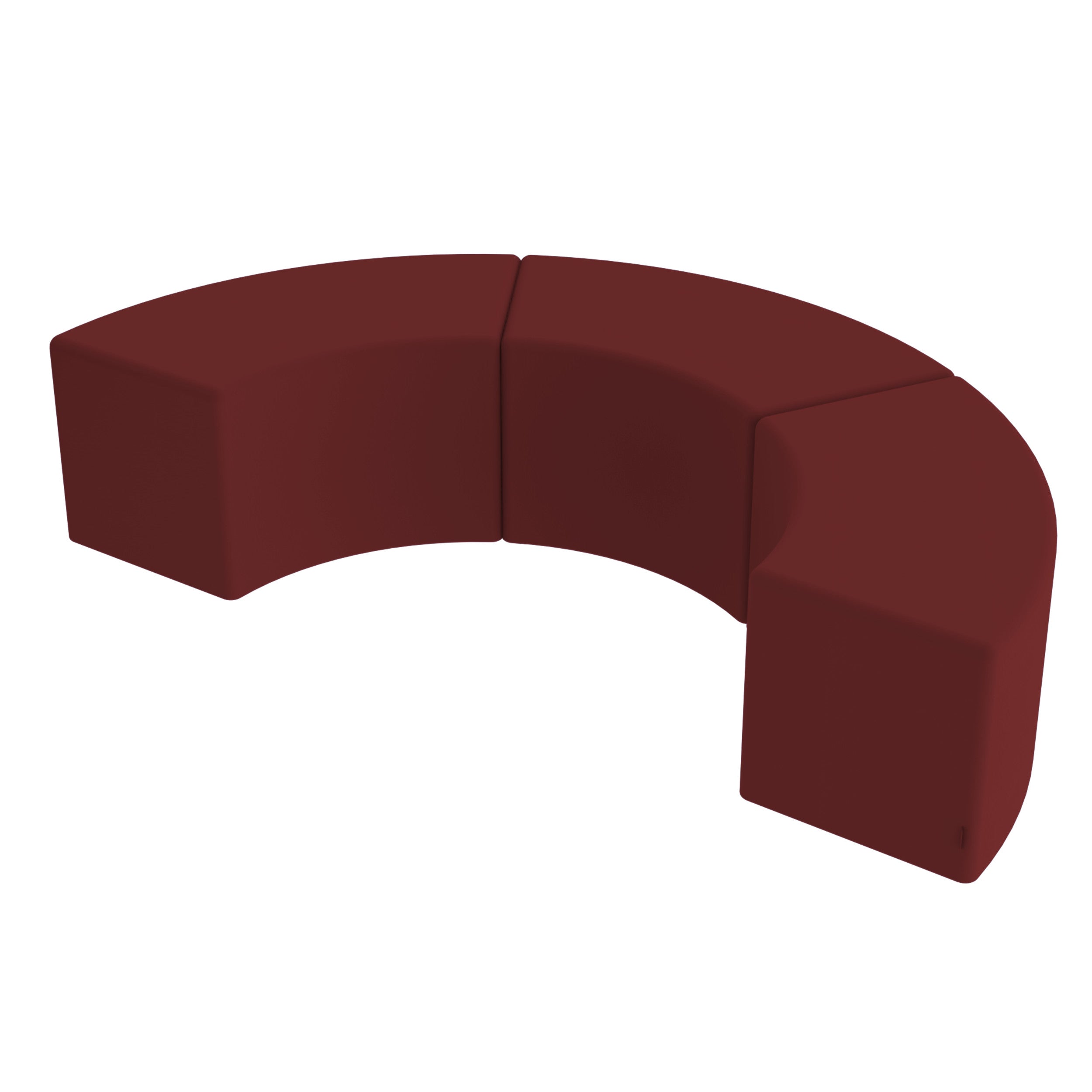 Pro Series Upholstered S Curve Ottoman 18" Height, 3-Piece - Crimson
