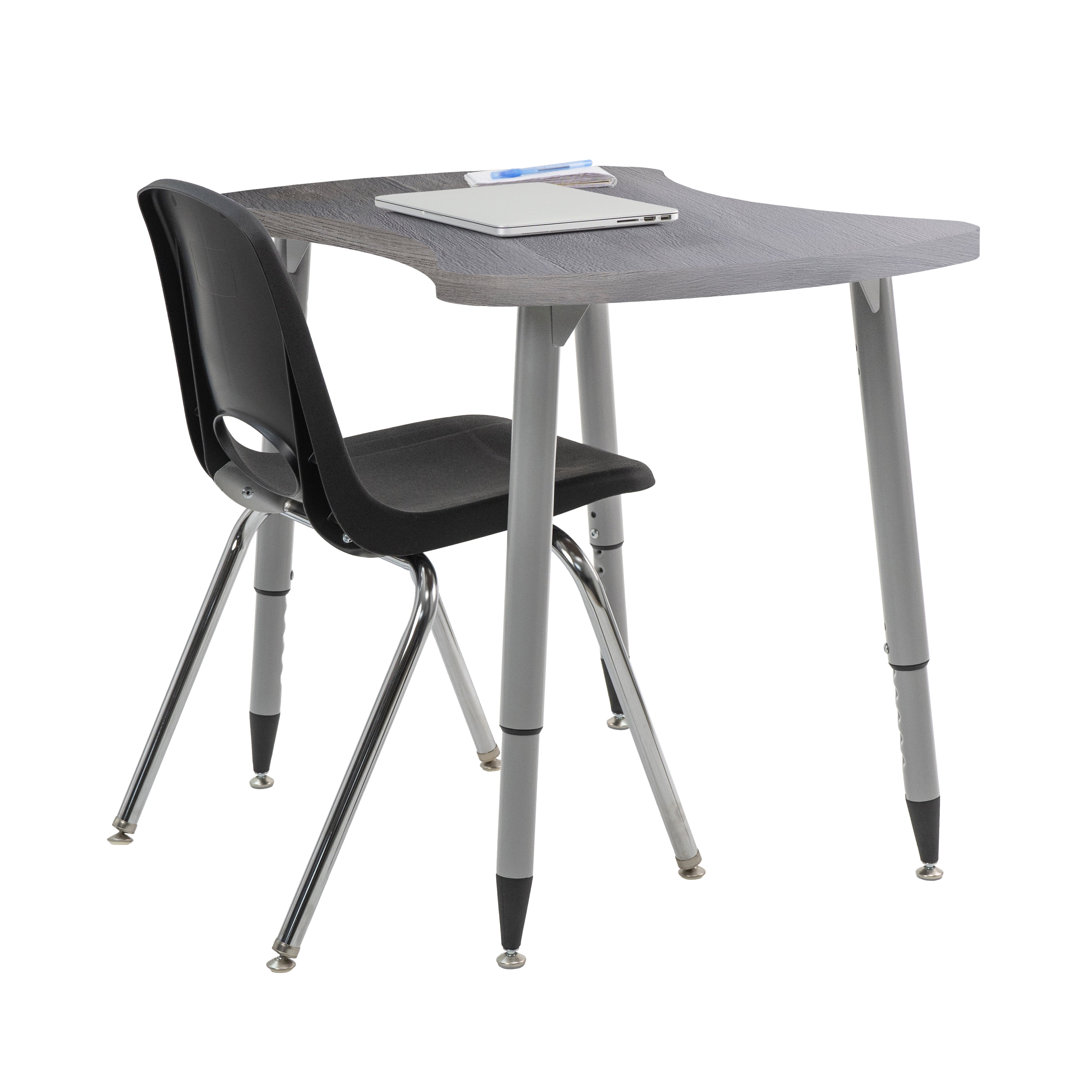 Adapte 25" x 37" Bowtie Woodgrain Activity Table with Adjustable Tapered Legs - Gray Wood/Silver