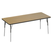 30" x 72" Rectangle T-Molding Activity Table with Adjustable Standard Swivel Glide Legs - Pasadena Oak/Black