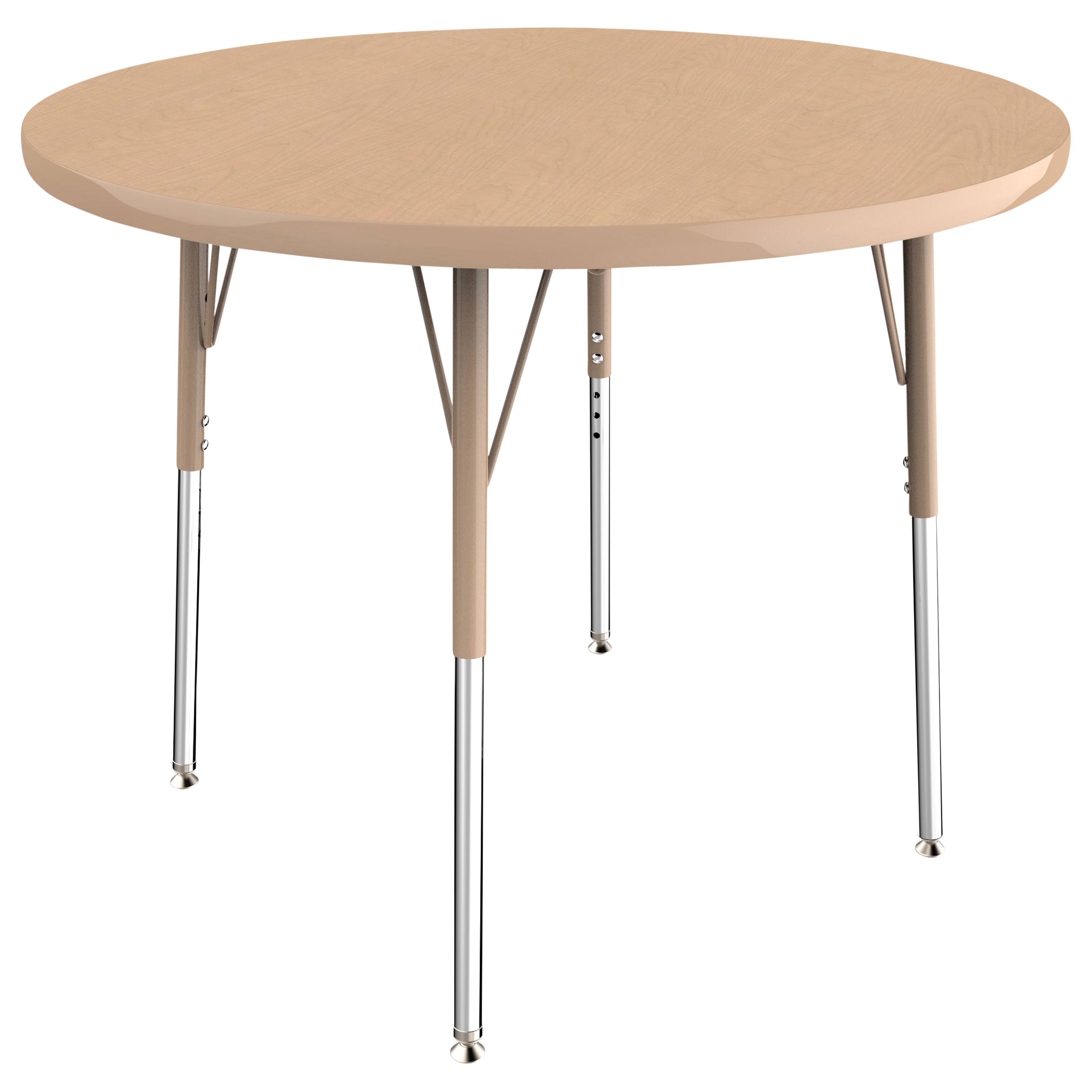 36" Round T-Molding Activity Table with Adjustable Standard Swivel Glide Legs - Maple/Sand