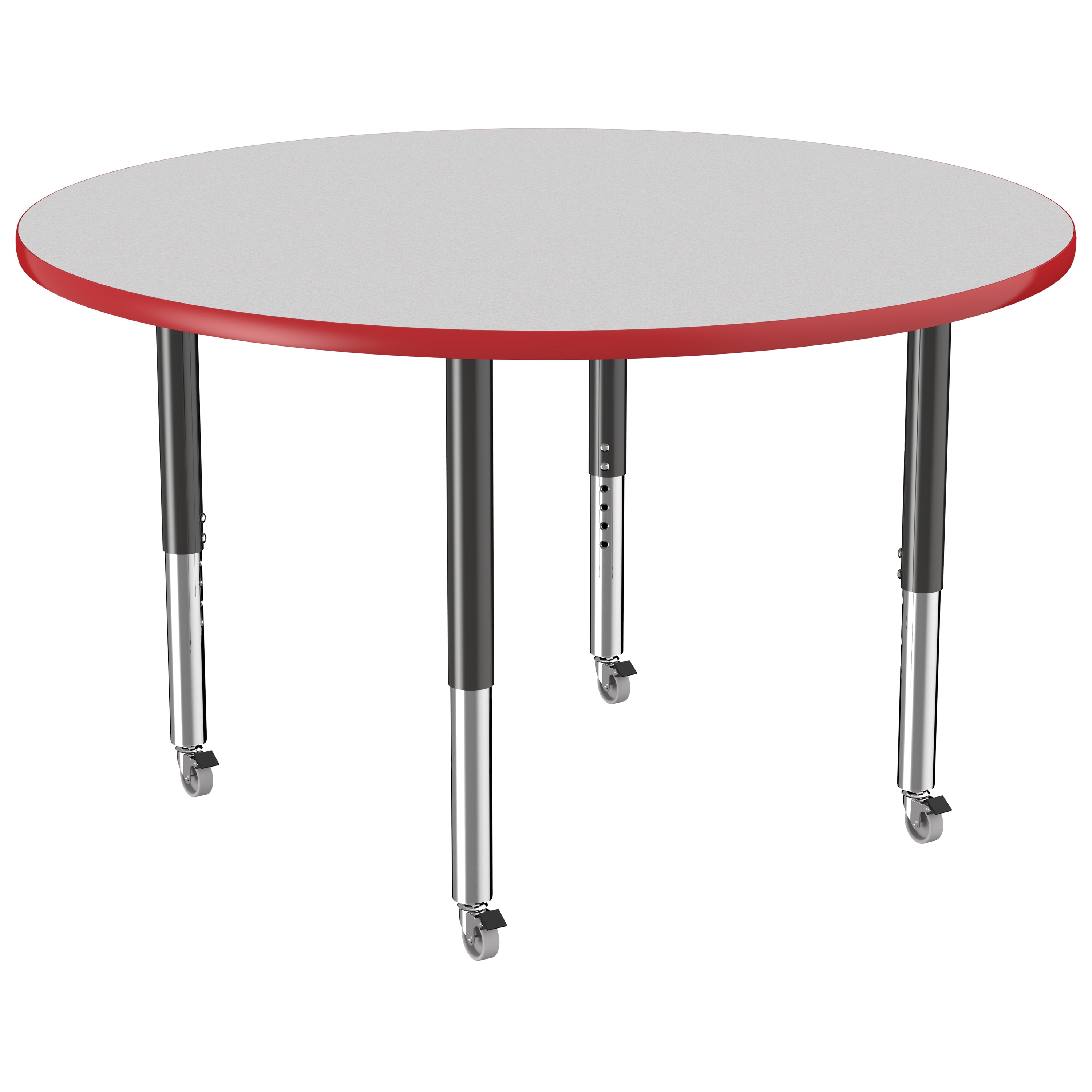 48" Round T-Molding Activity Table with Adjustable Super Legs - Gray/Red/Black