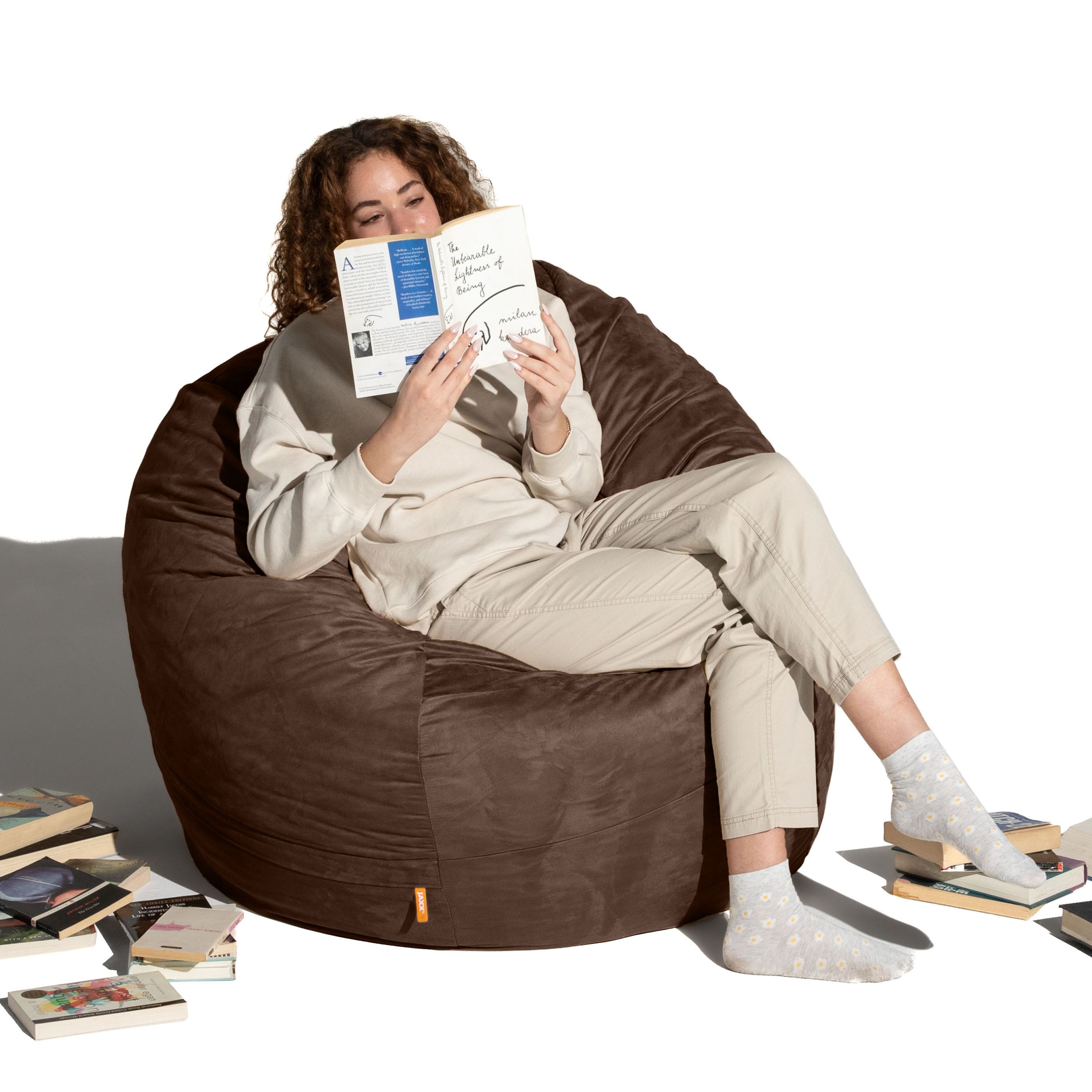 Jaxx 4 ft Round Bean Bag Chair for Adults, Chocolate