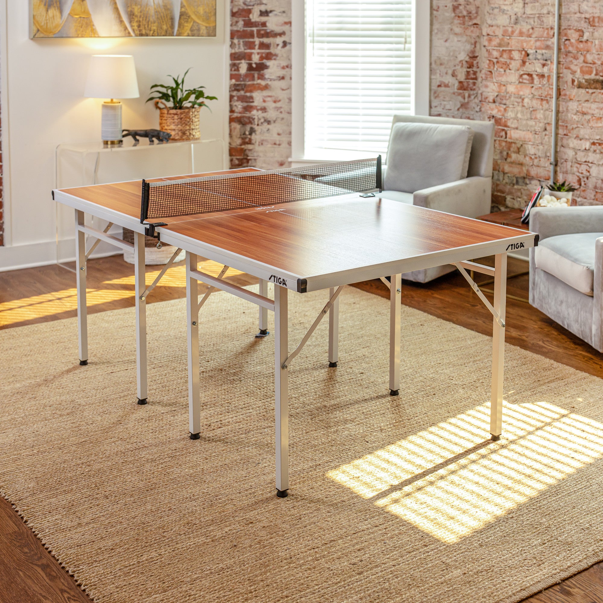 Space Saver Table Tennis Table 71" L X 40.5" W X 30" H, Woodgrain