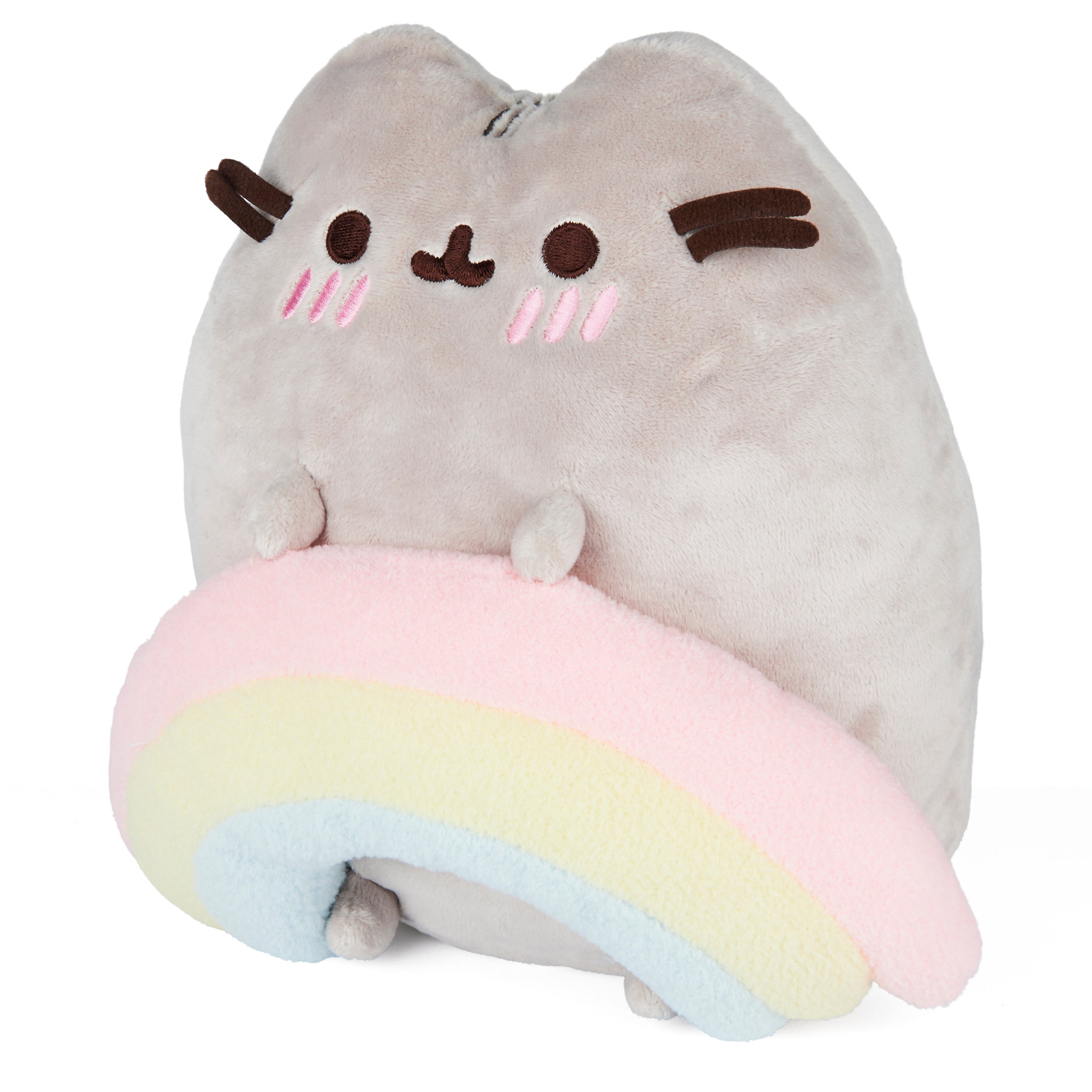 GUND Pusheen with Rainbow Plush Toy, Kawaii Cat Stuffed Animal for Ages 8 and Up, Gray/Rainbow, 9.5”