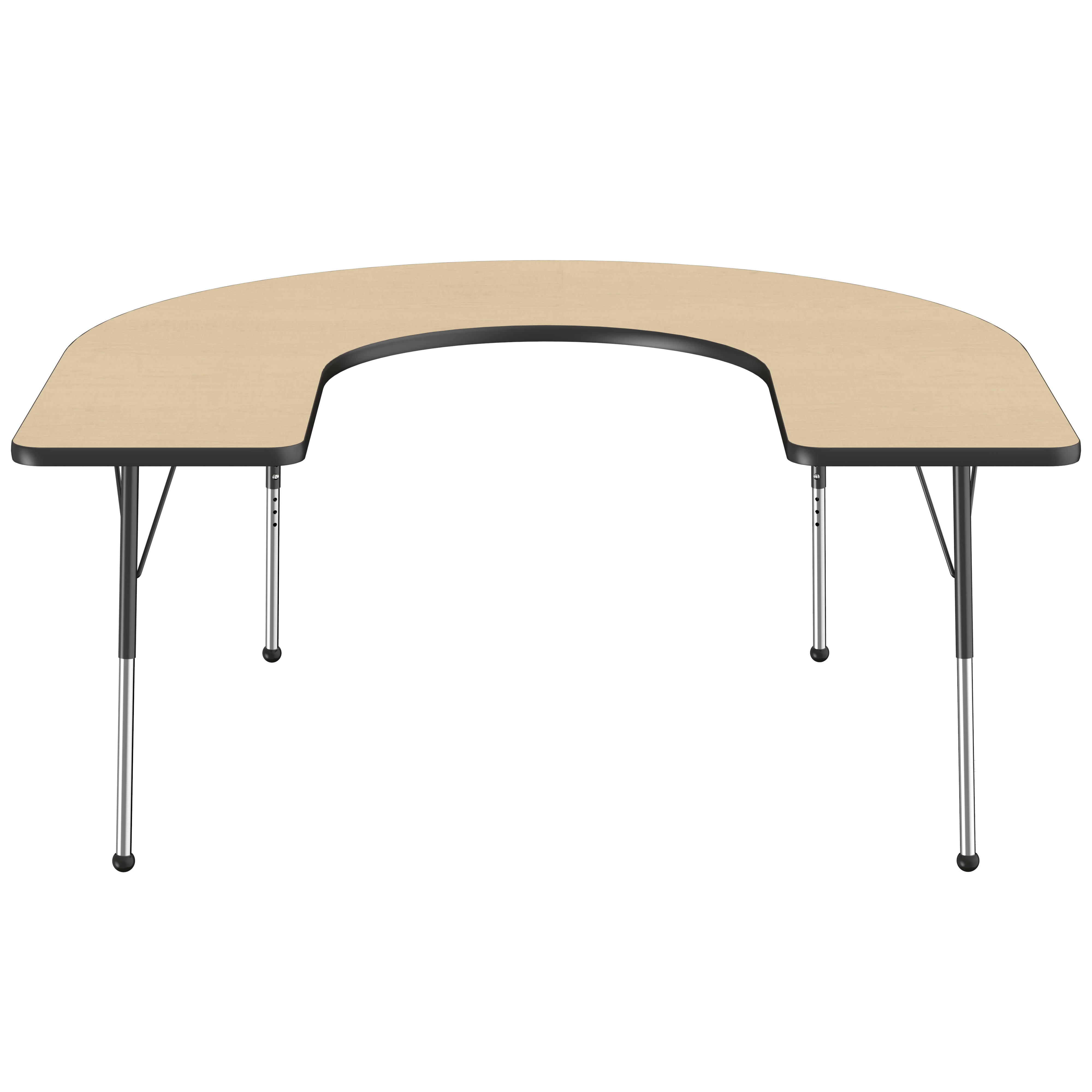 60" x 66" Horseshoe T-Molding Activity Table with Adjustable Standard Ball Glide Legs - Maple/Black