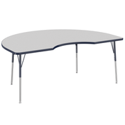 48" x 72" Kidney T-Molding Activity Table with Adjustable Standard Swivel Glide Legs - Gray/Navy