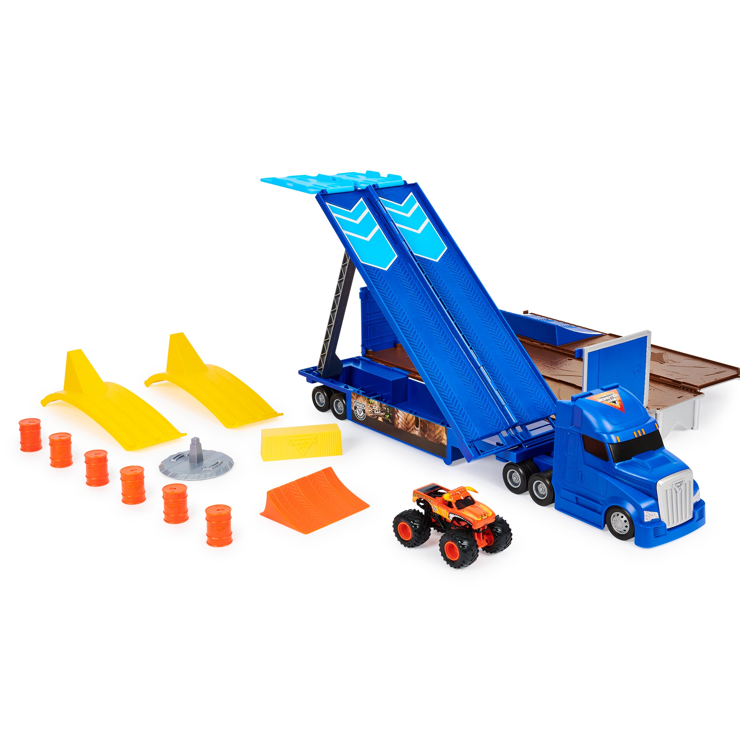 Monster Jam, Transforming Hauler Playset and Storage with Exclusive El Toro Loco Monster Truck, 1:64 Scale, Kids Toys for Boys and Girls Ages 4 and Up