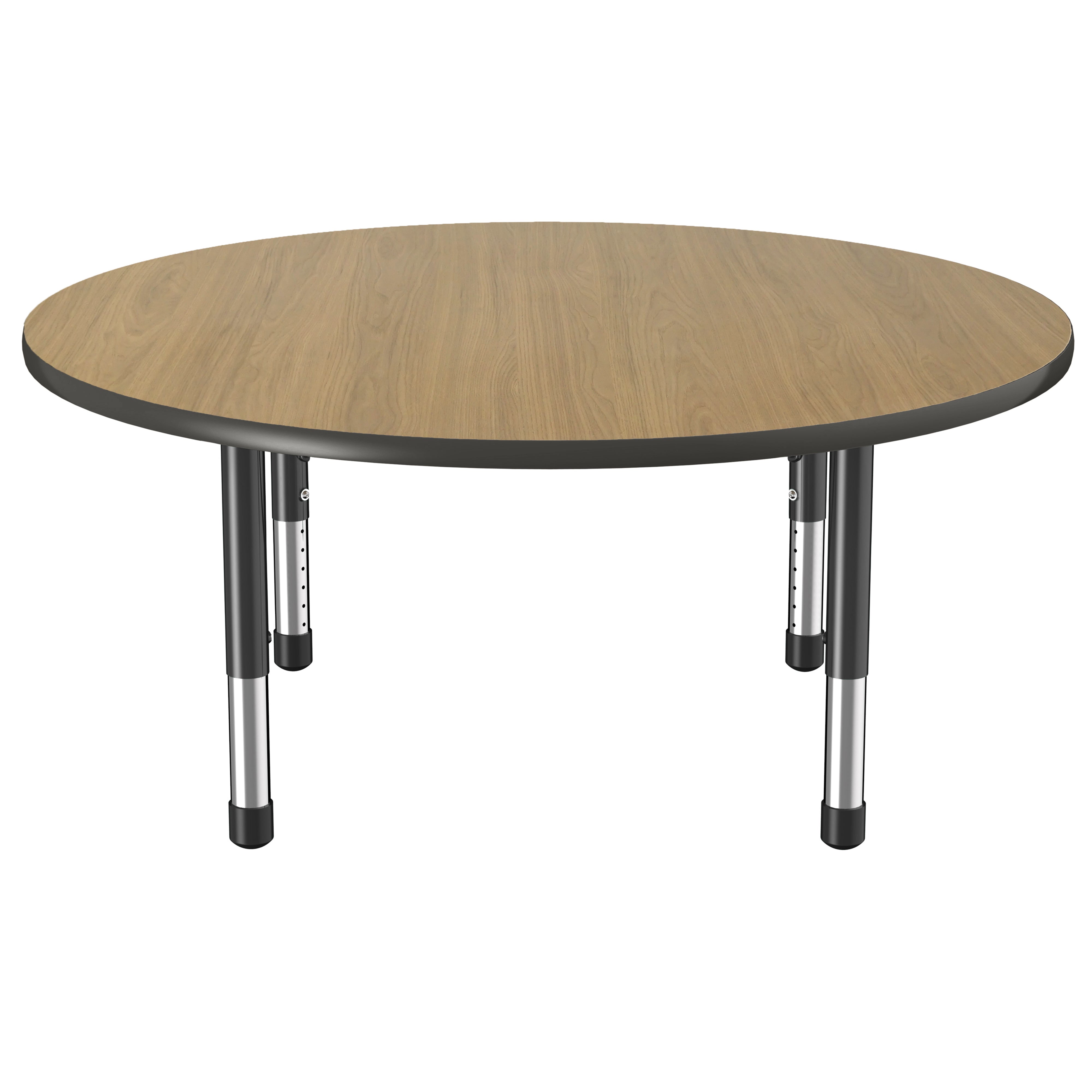 48" Round Thermofused Activity Table with Adjustable Chunky Legs - Pasadena Oak/Black