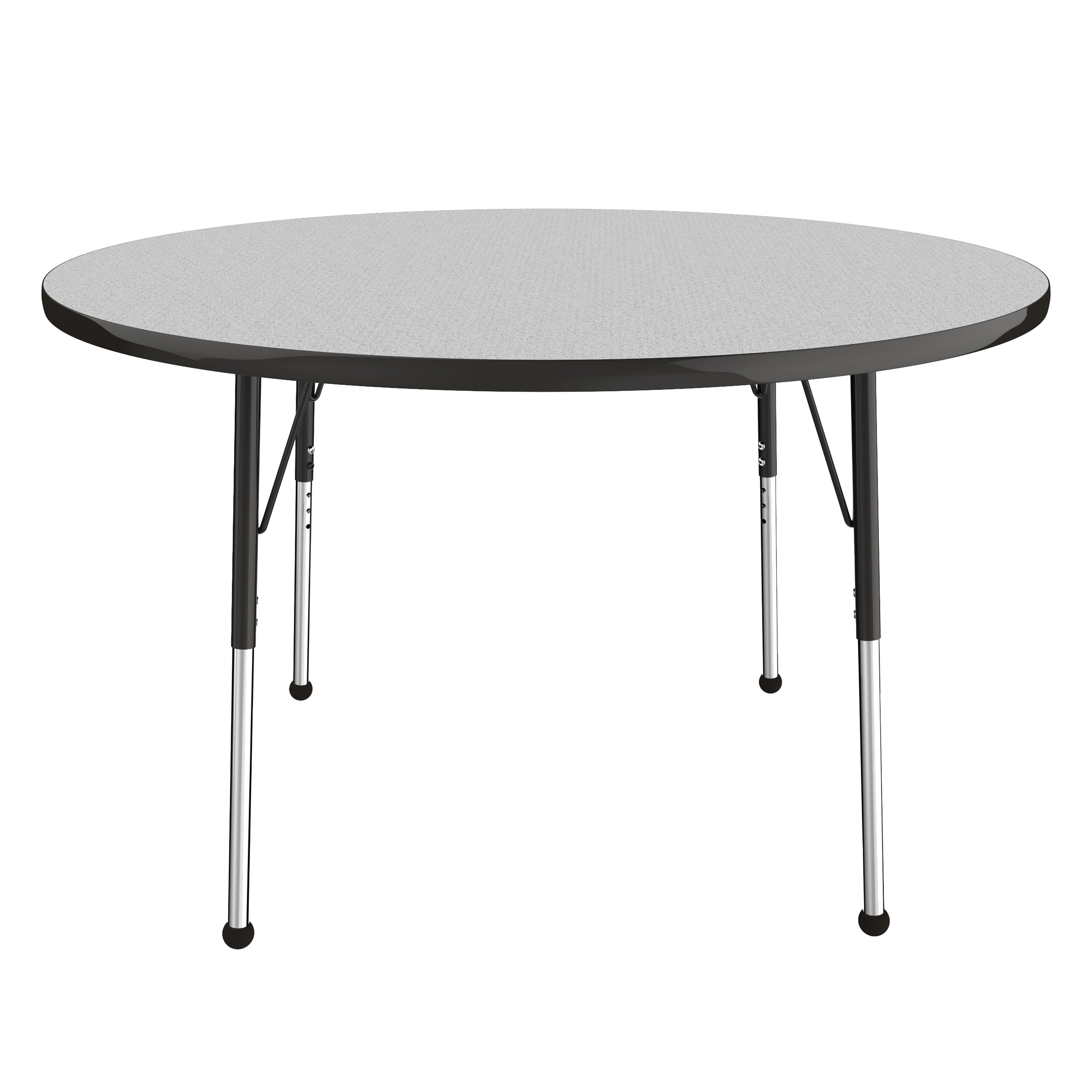 48" Round Thermofused Activity Table with Adjustable Standard Ball Glide Legs - Gray/Black