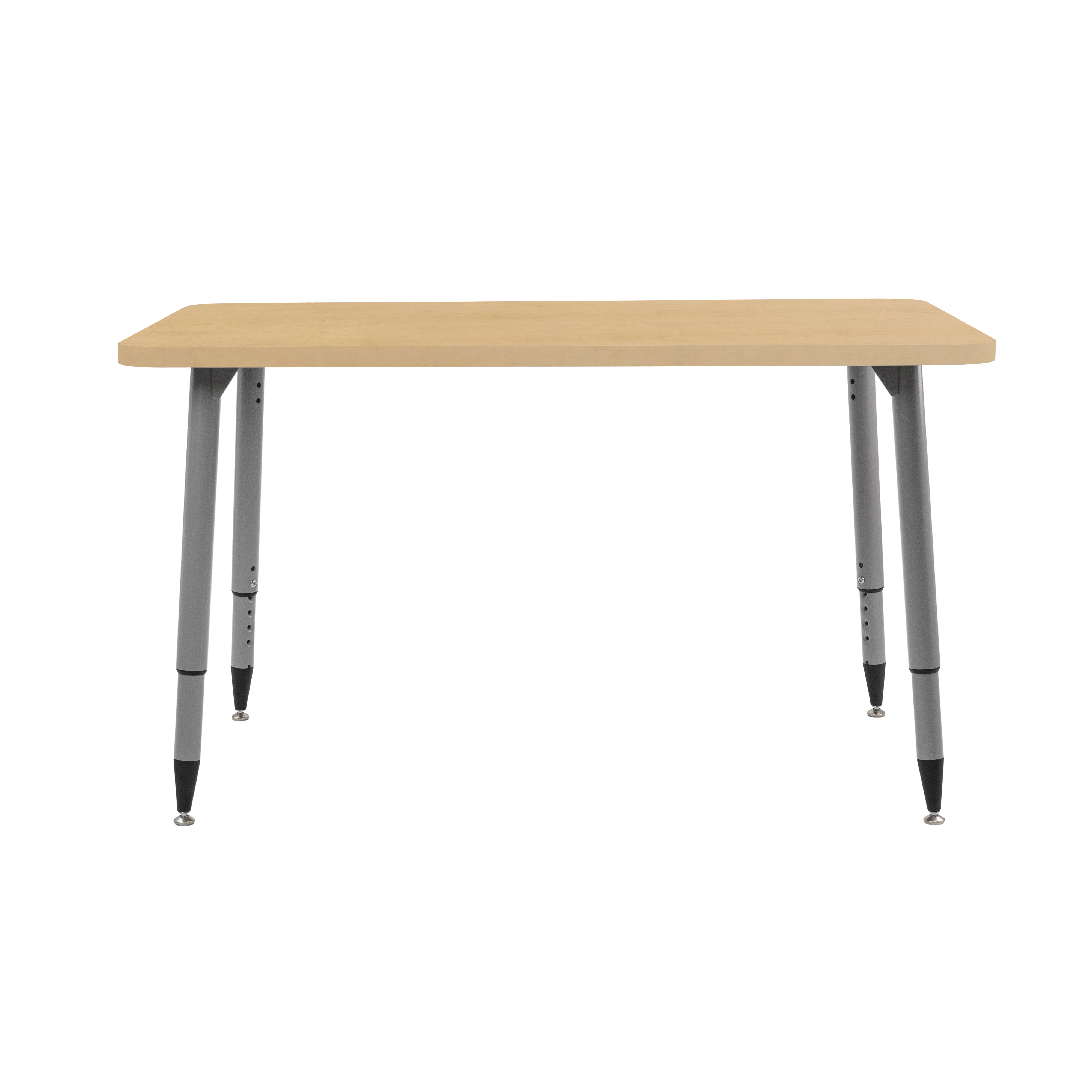 Adapte 30" x 48" Rectangle Woodgrain Activity Table with Adjustable Tapered Legs - Maple Grain/Silver
