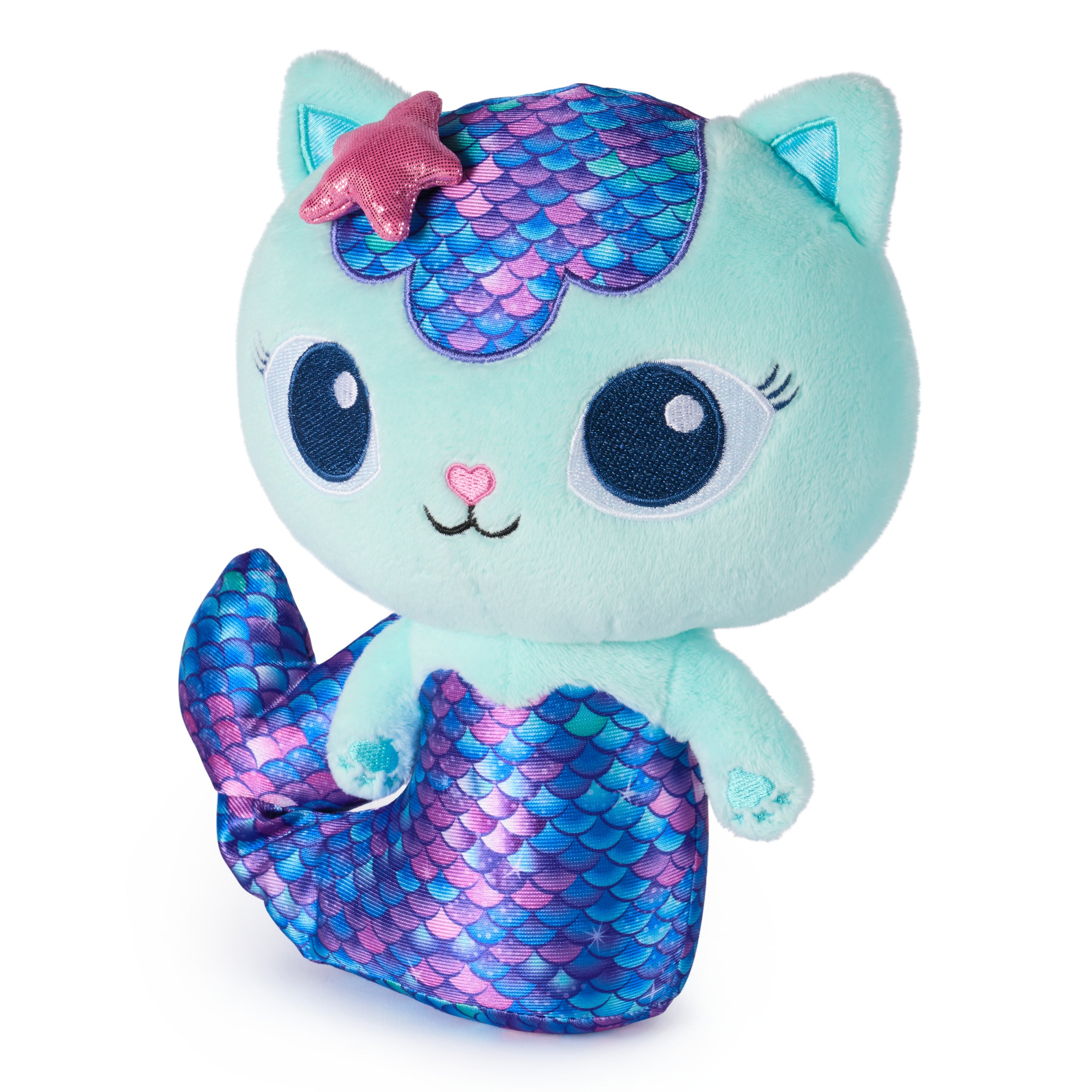 Gabby’s Dollhouse, Fin-Tastic MerCat, Premium Plush Toy, 10-Inch Tall Stuffed Animal with Moving Mermaid Tail, Kids Toys for Girls & Boys Ages 3+
