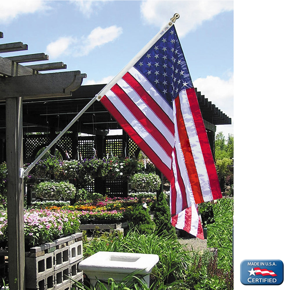 American Flag 4x6 ft. Nylon SolarGuard Nyl-Glo , 100% Made in USA with Sewn Stripes, Embroidered Stars and Brass Grommets.