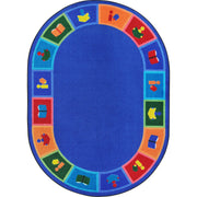 Library Blocks 7'8" x 10'9" Oval area rug in color Multi