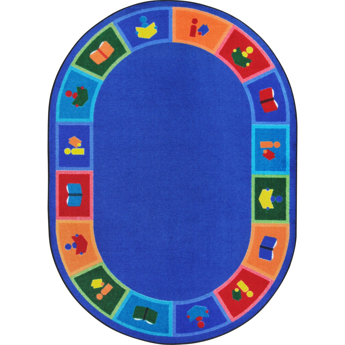 Library Blocks 10'9" x 13'2" Oval area rug in color Multi